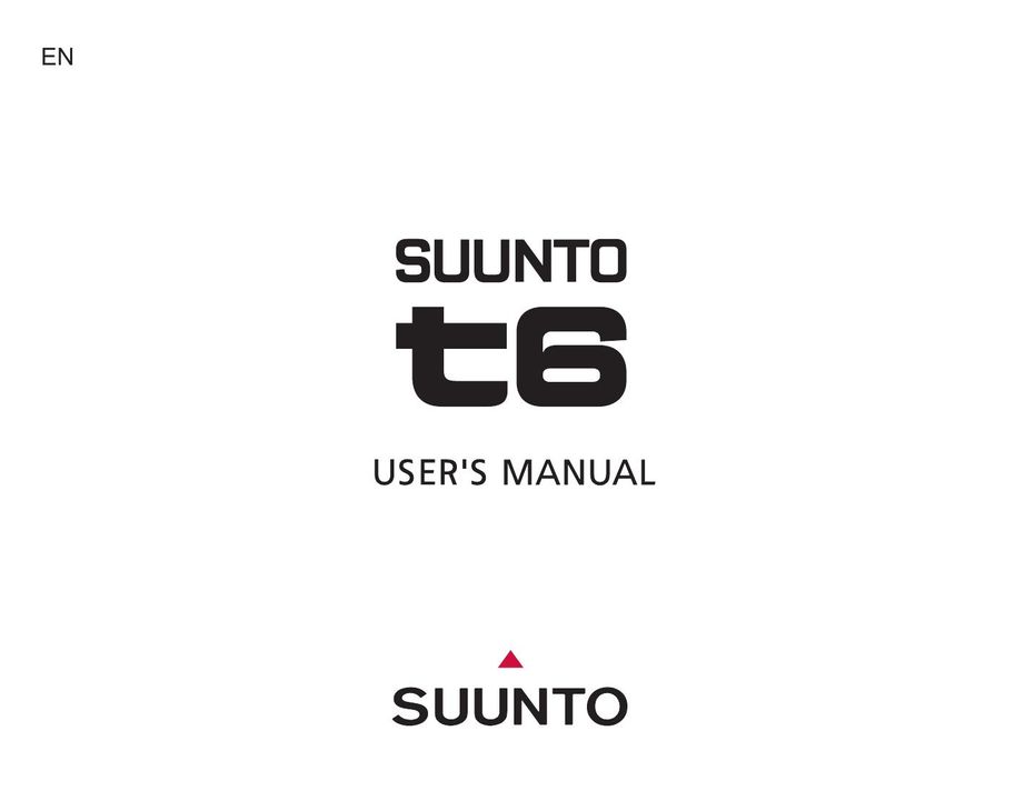 Suunto T6 Heart Rate Monitor User Manual