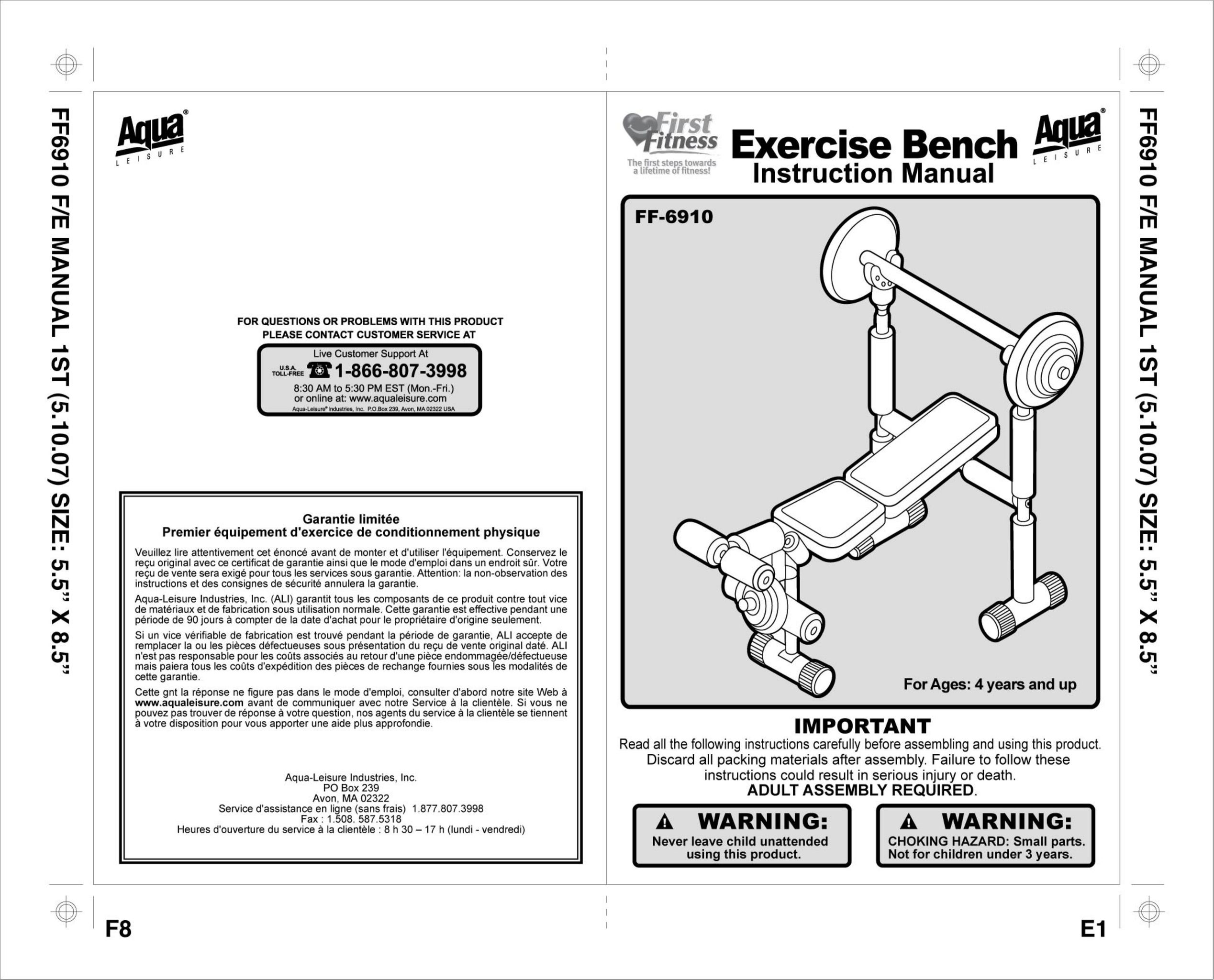 Aqua Leisure FF 6910 E Home Gym User Manual