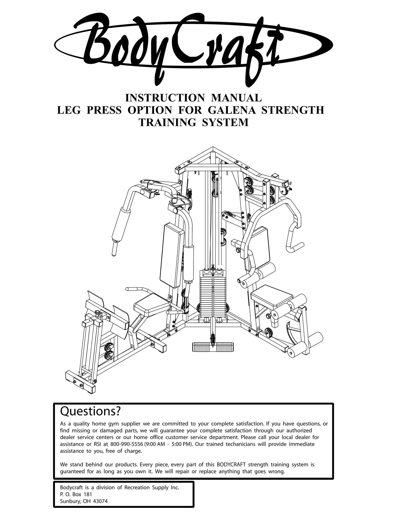 BodyCraft GALENA STRENGTH Home Gym User Manual
