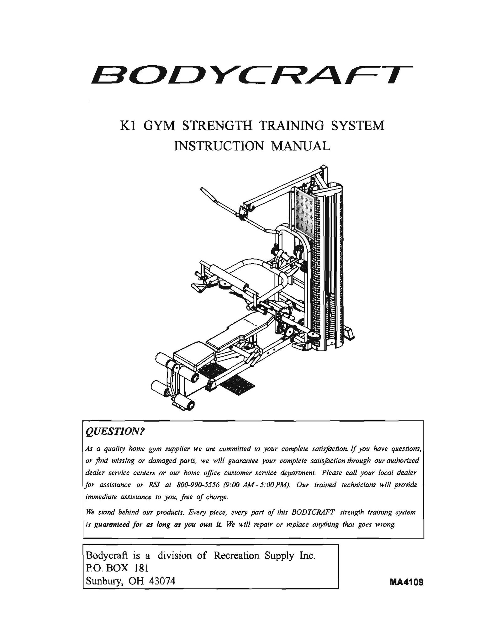 BodyCraft K1 Home Gym User Manual