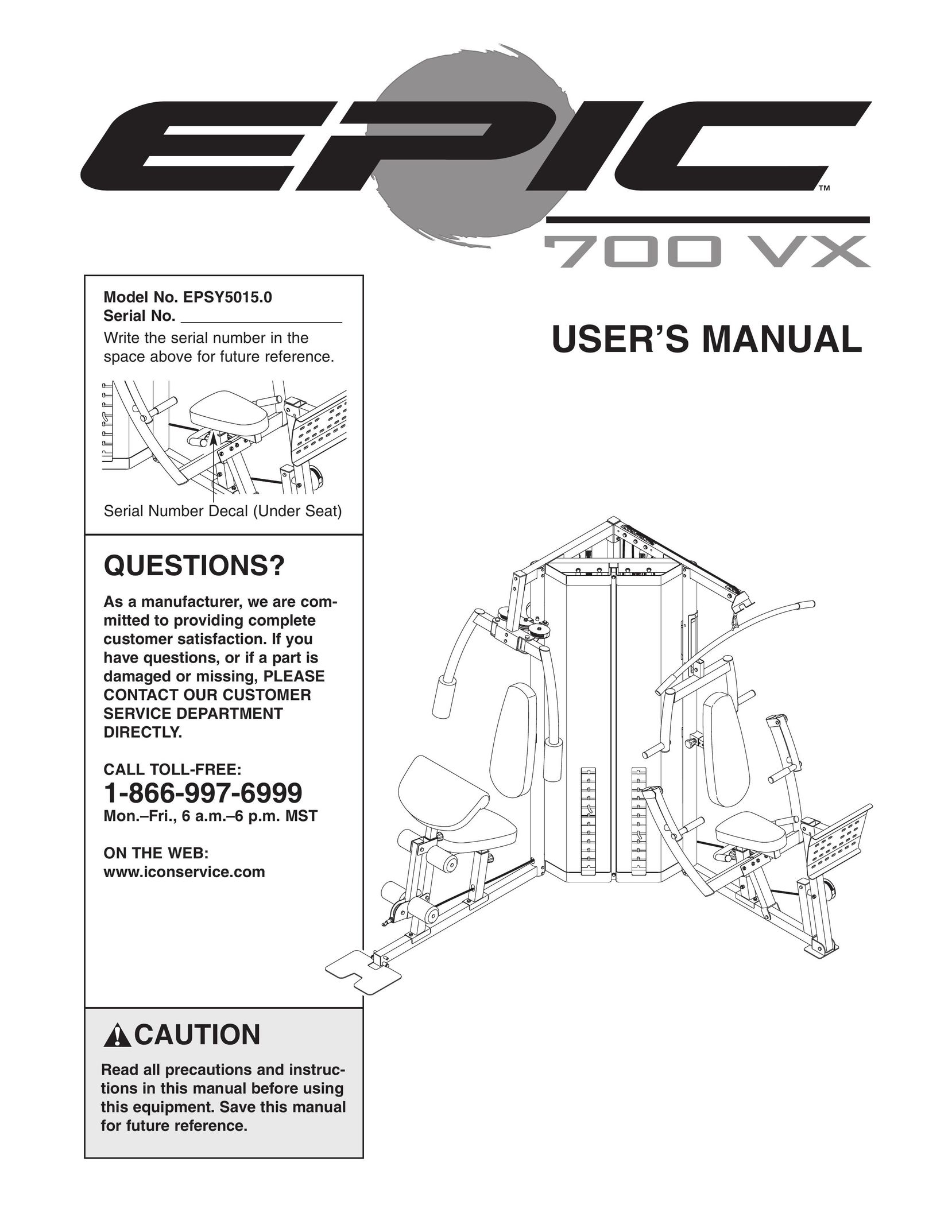 Epic Fitness EPSY5015.0 Home Gym User Manual