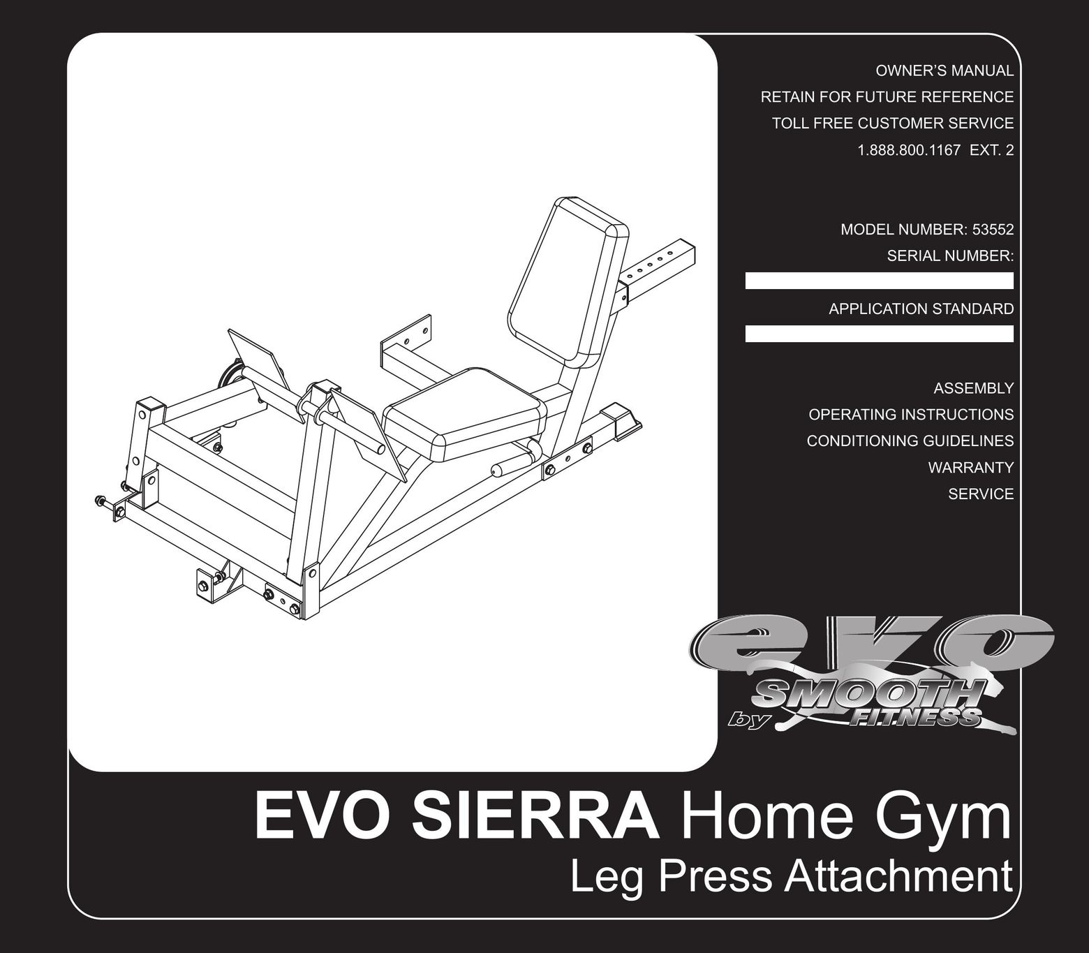 Evo Fitness EVO SIERRA Home Gym Leg Press Attachment Home Gym User Manual