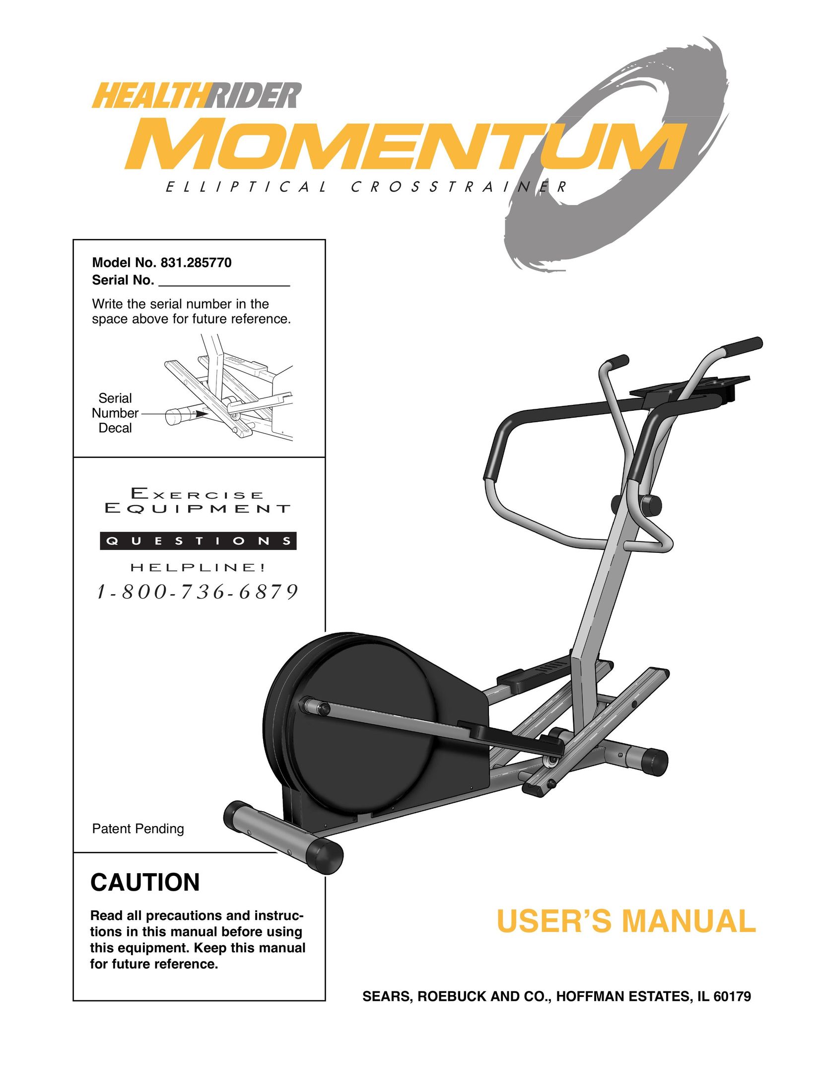 Healthrider 831.285770 Home Gym User Manual