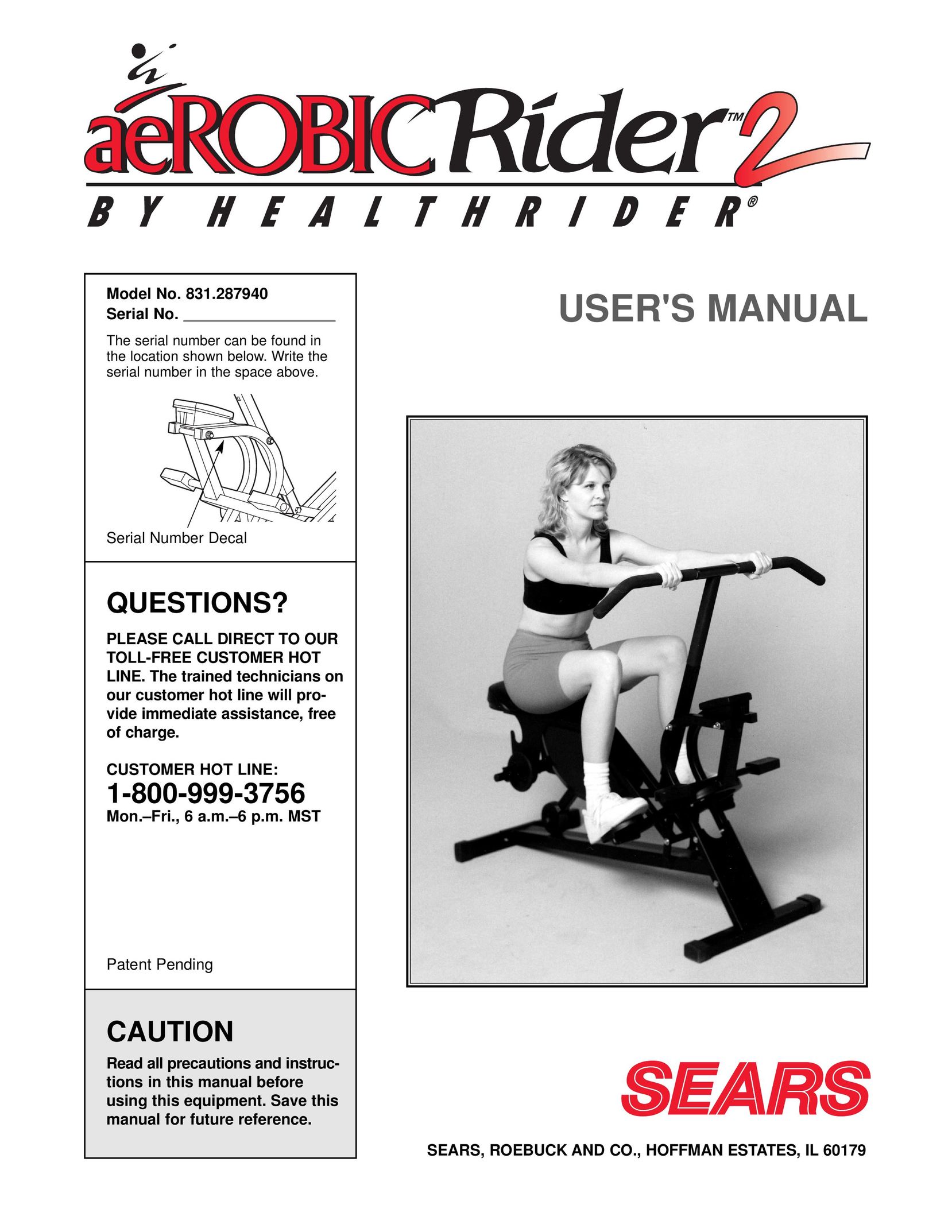 Healthrider 831.287940 Home Gym User Manual