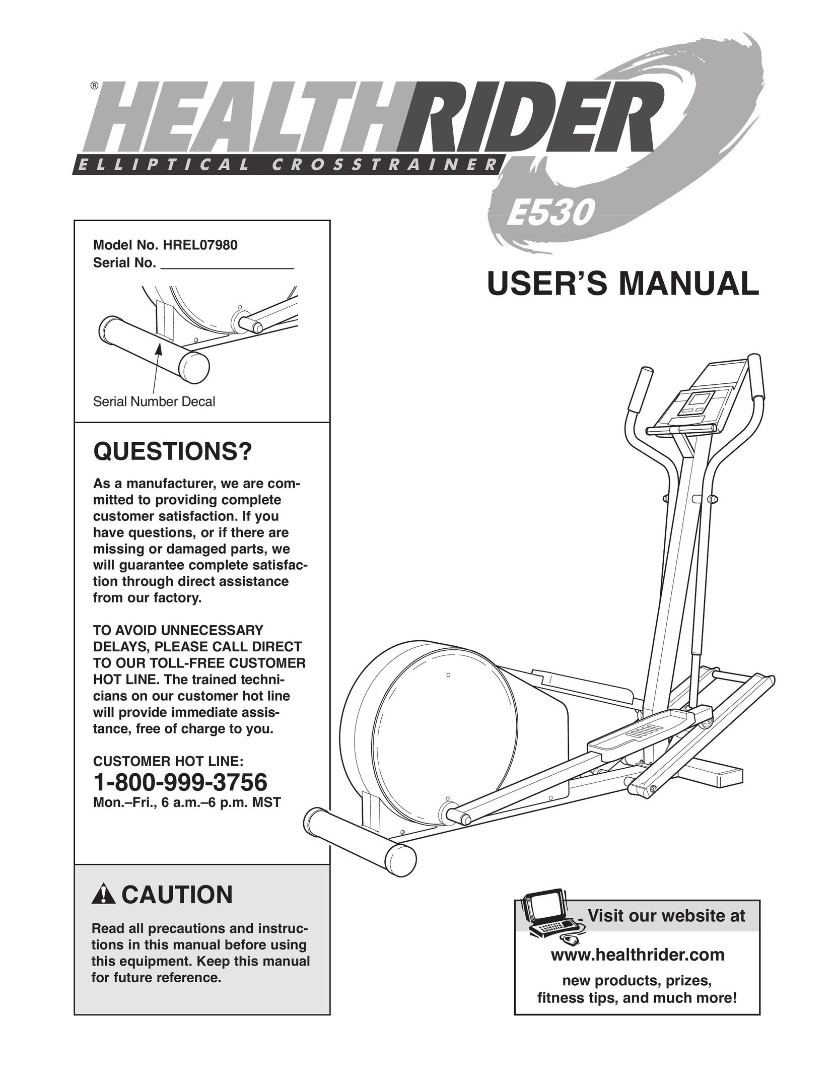 Healthrider E 530 Home Gym User Manual