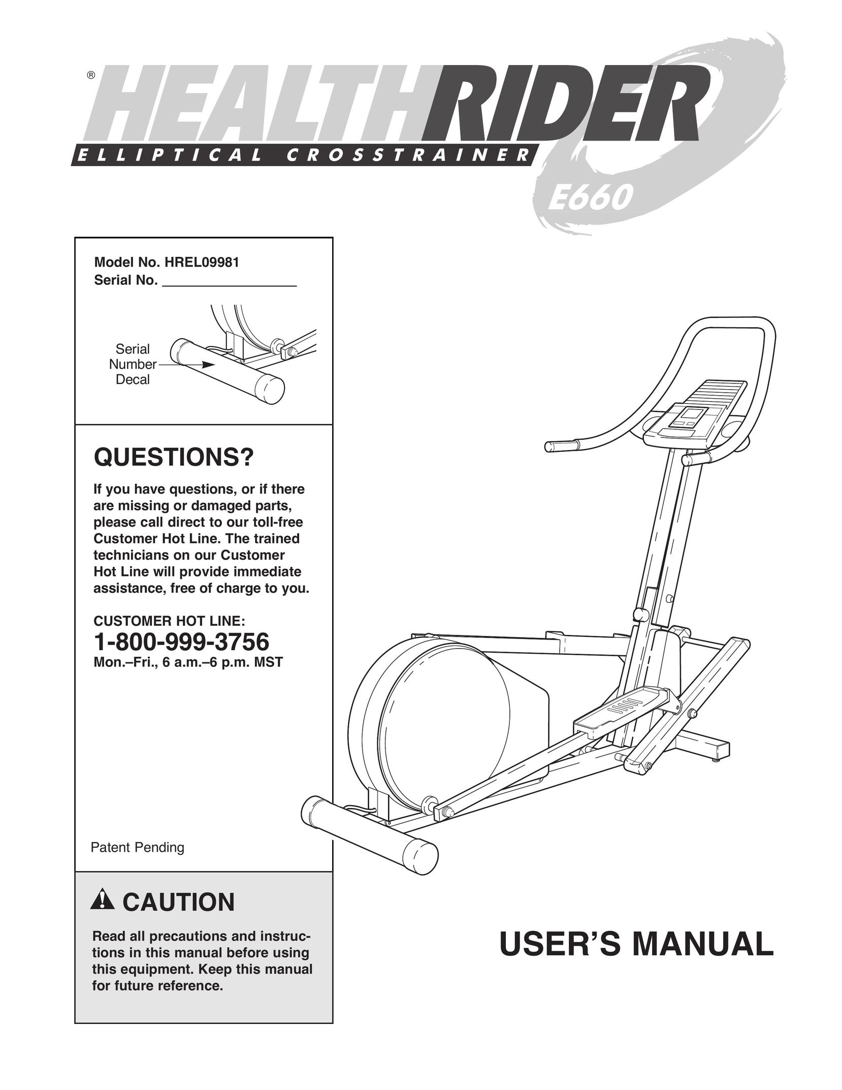 Healthrider E660 Home Gym User Manual