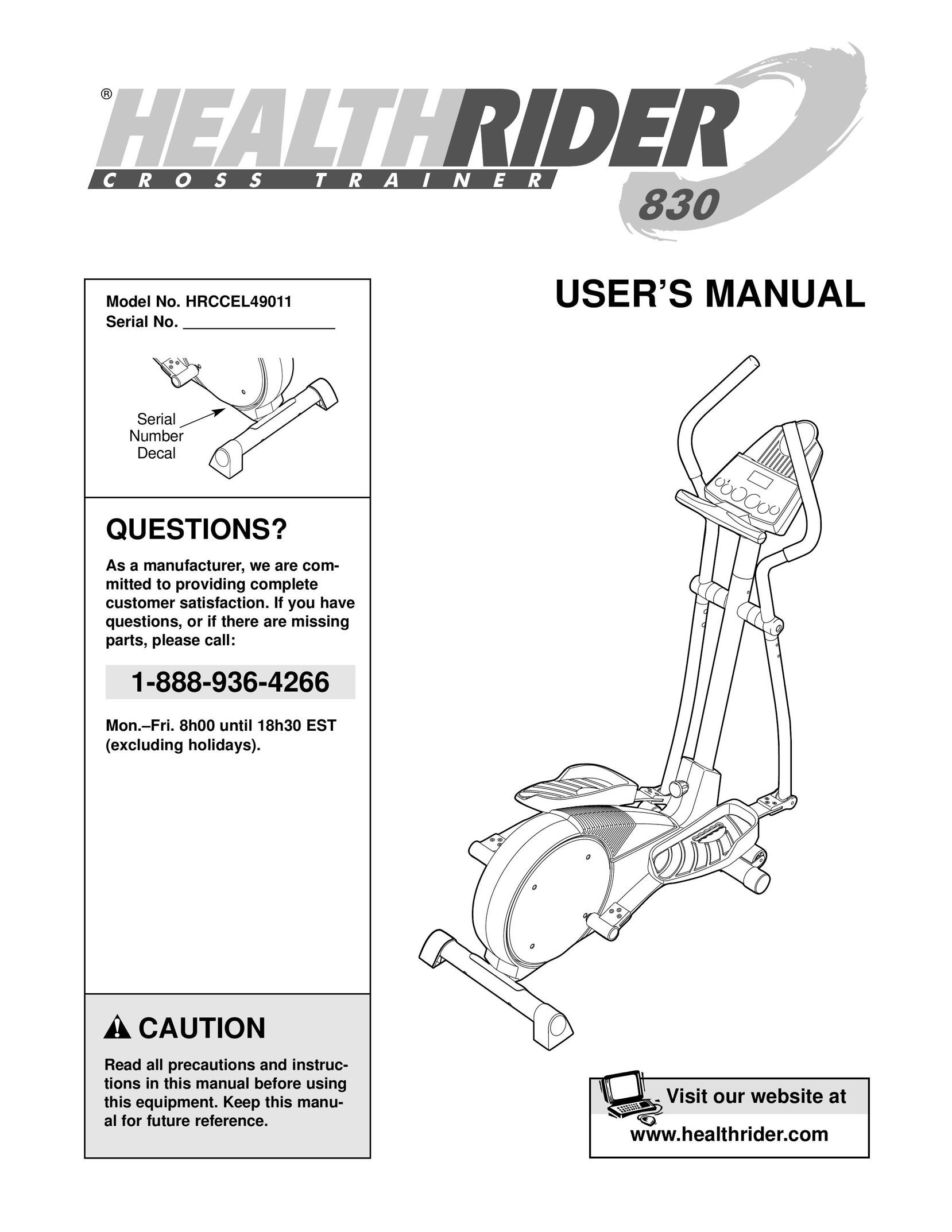 Healthrider HRCCEL49011 Home Gym User Manual