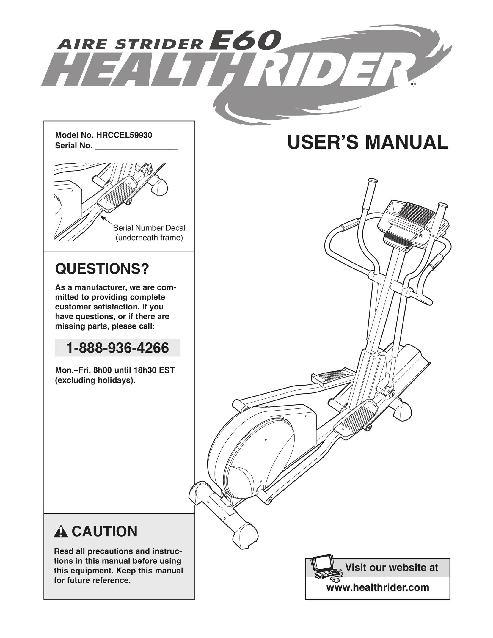 Healthrider HRCCEL59930 Home Gym User Manual