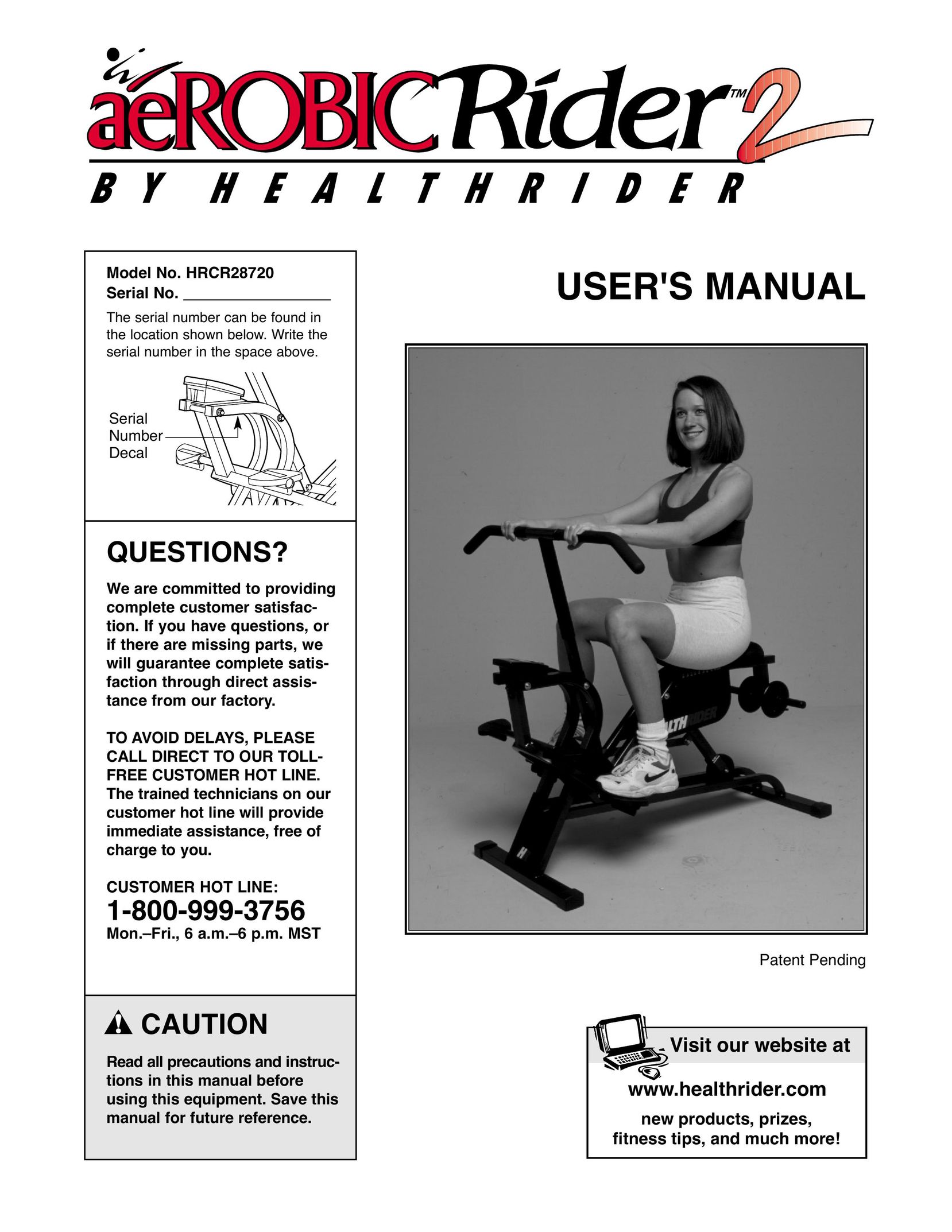 Healthrider HRCR28720 Home Gym User Manual