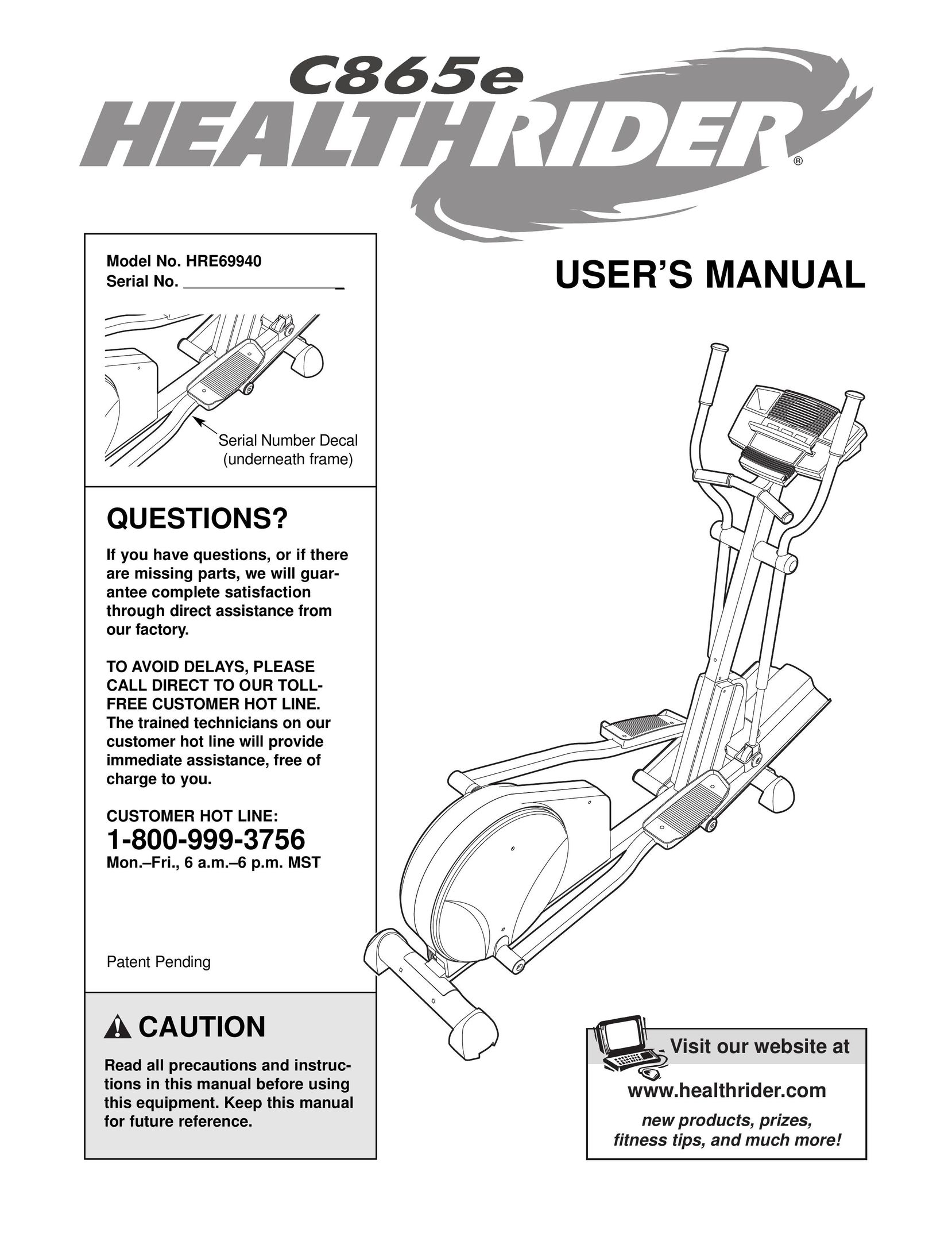 Healthrider HRE69940 Home Gym User Manual