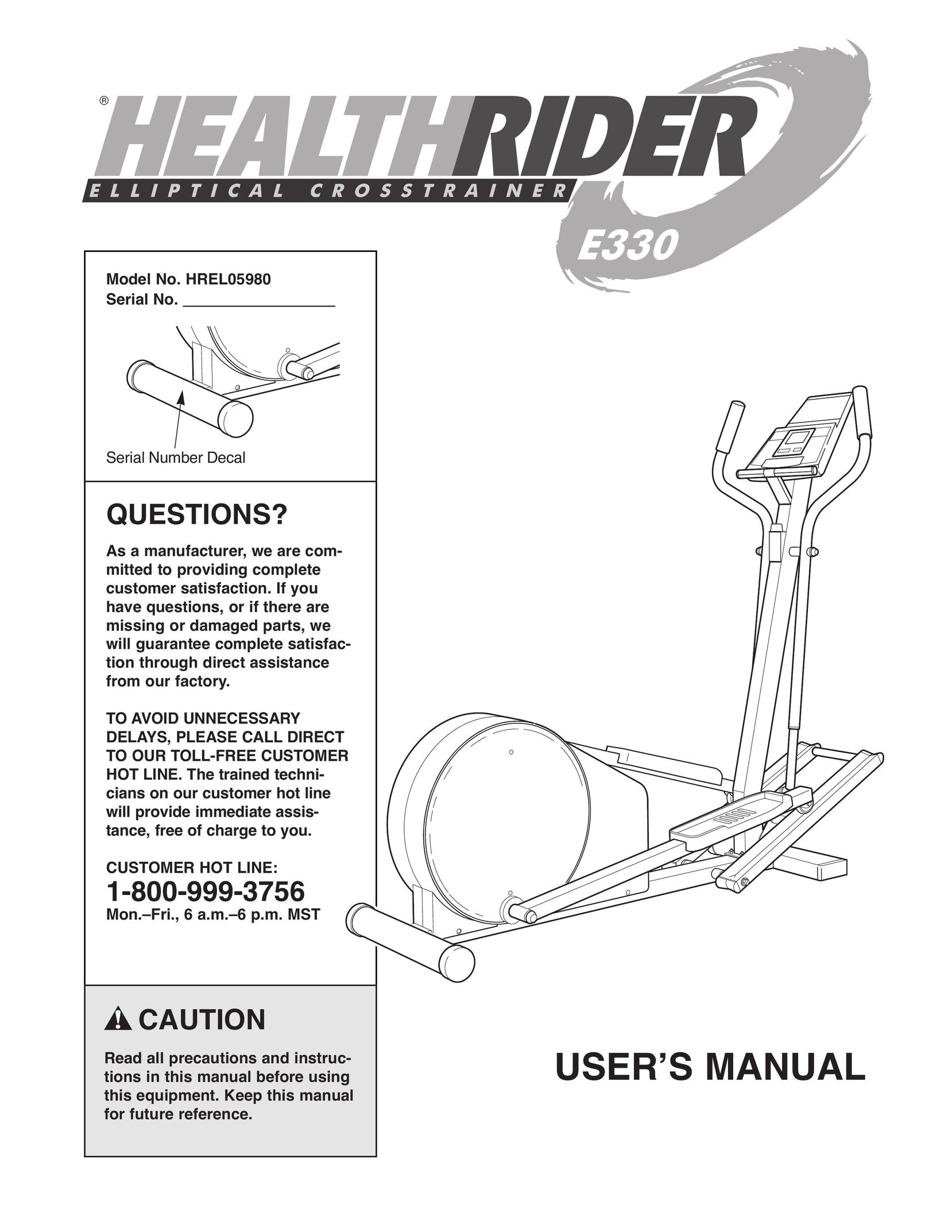 Healthrider HREL05980 Home Gym User Manual