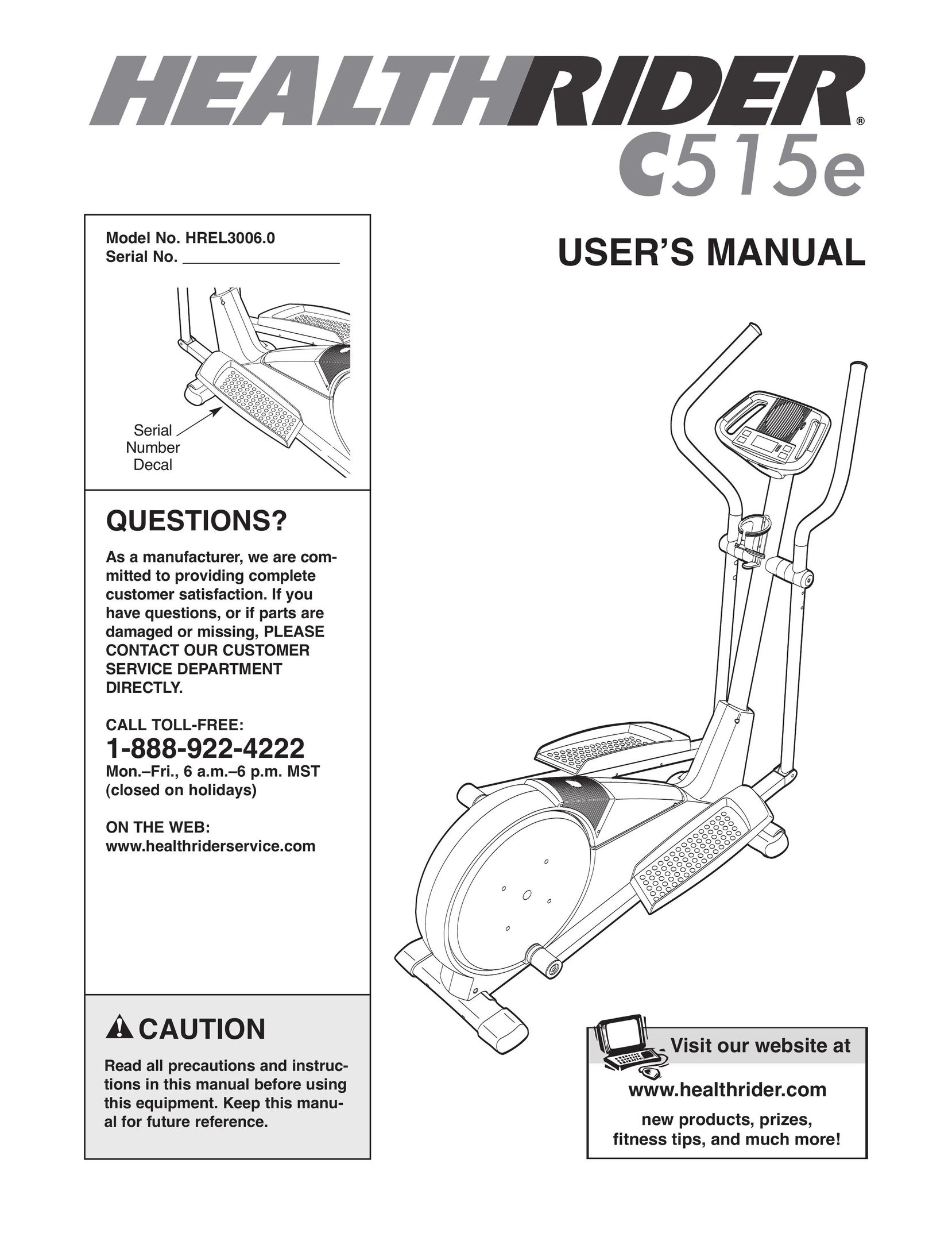 Healthrider HREL3006.0 Home Gym User Manual