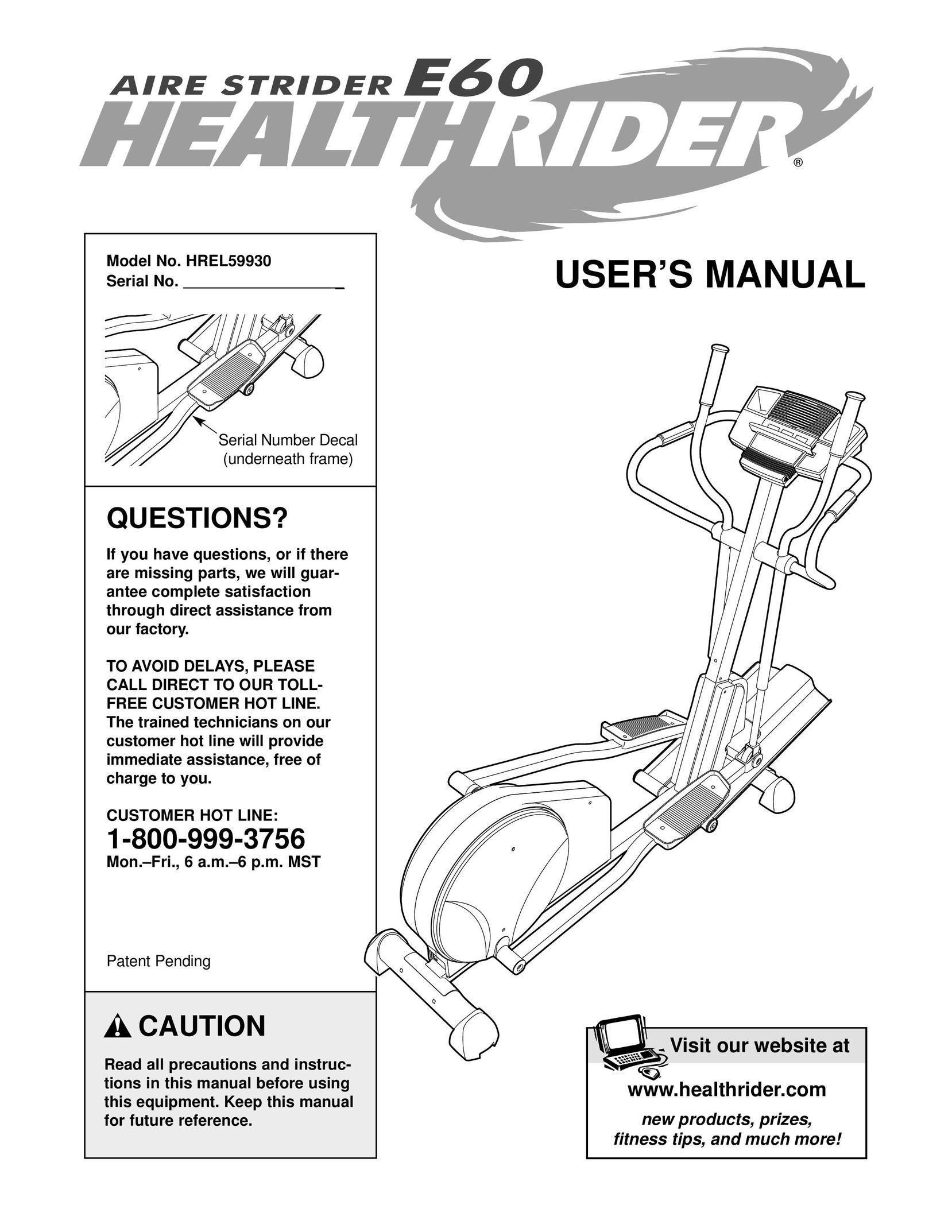 Healthrider HREL59930 Home Gym User Manual