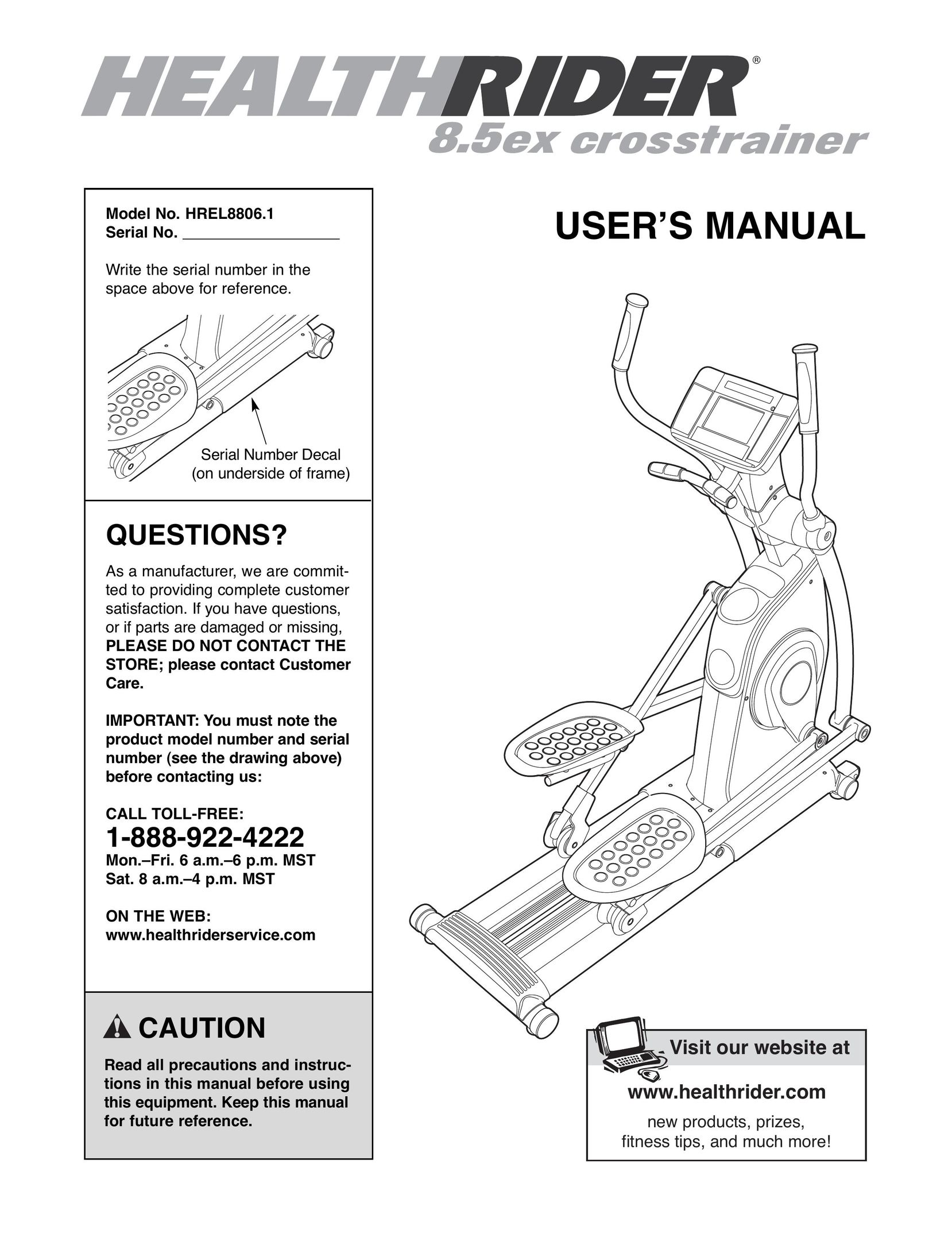 Healthrider HREL8806.1 Home Gym User Manual