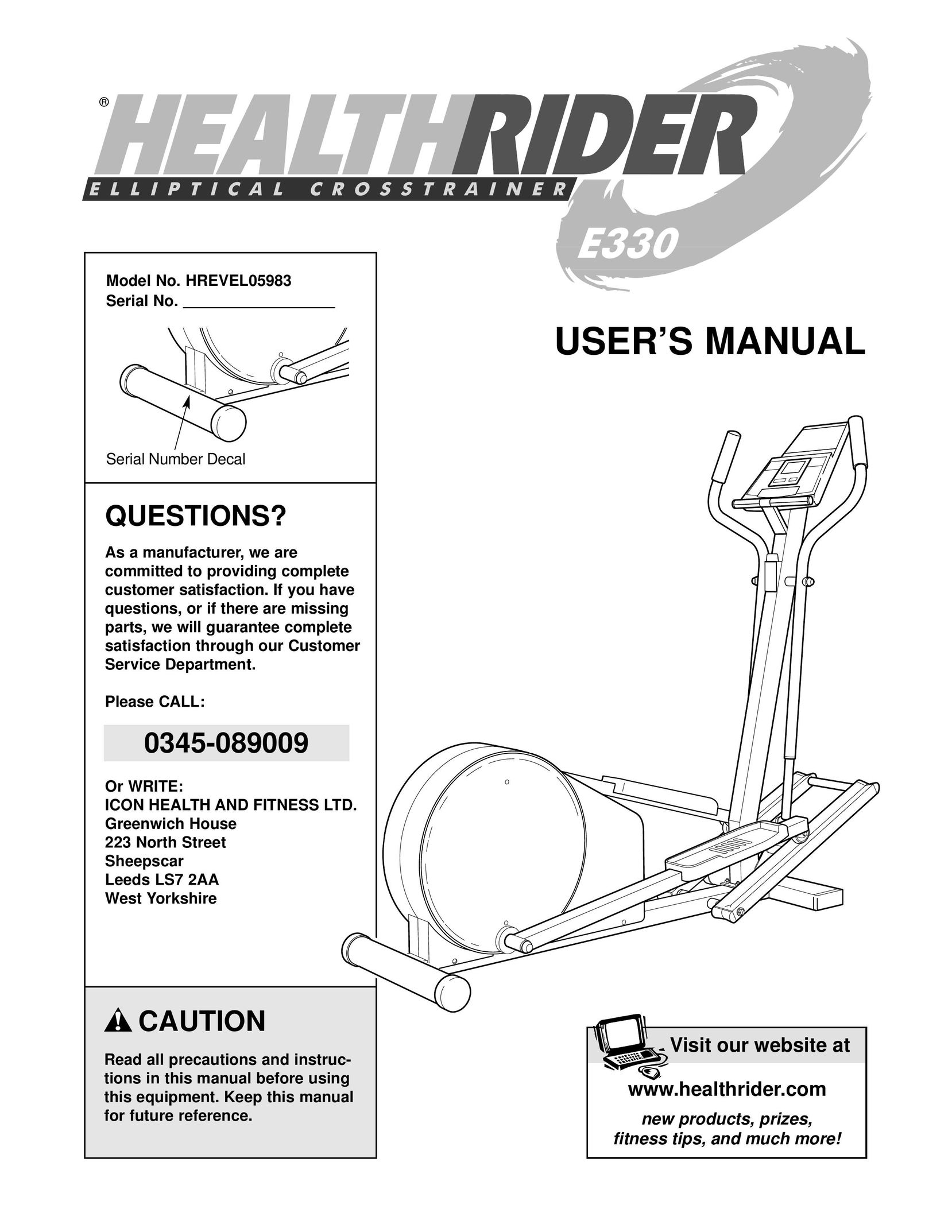 Healthrider HREVEL05983 Home Gym User Manual