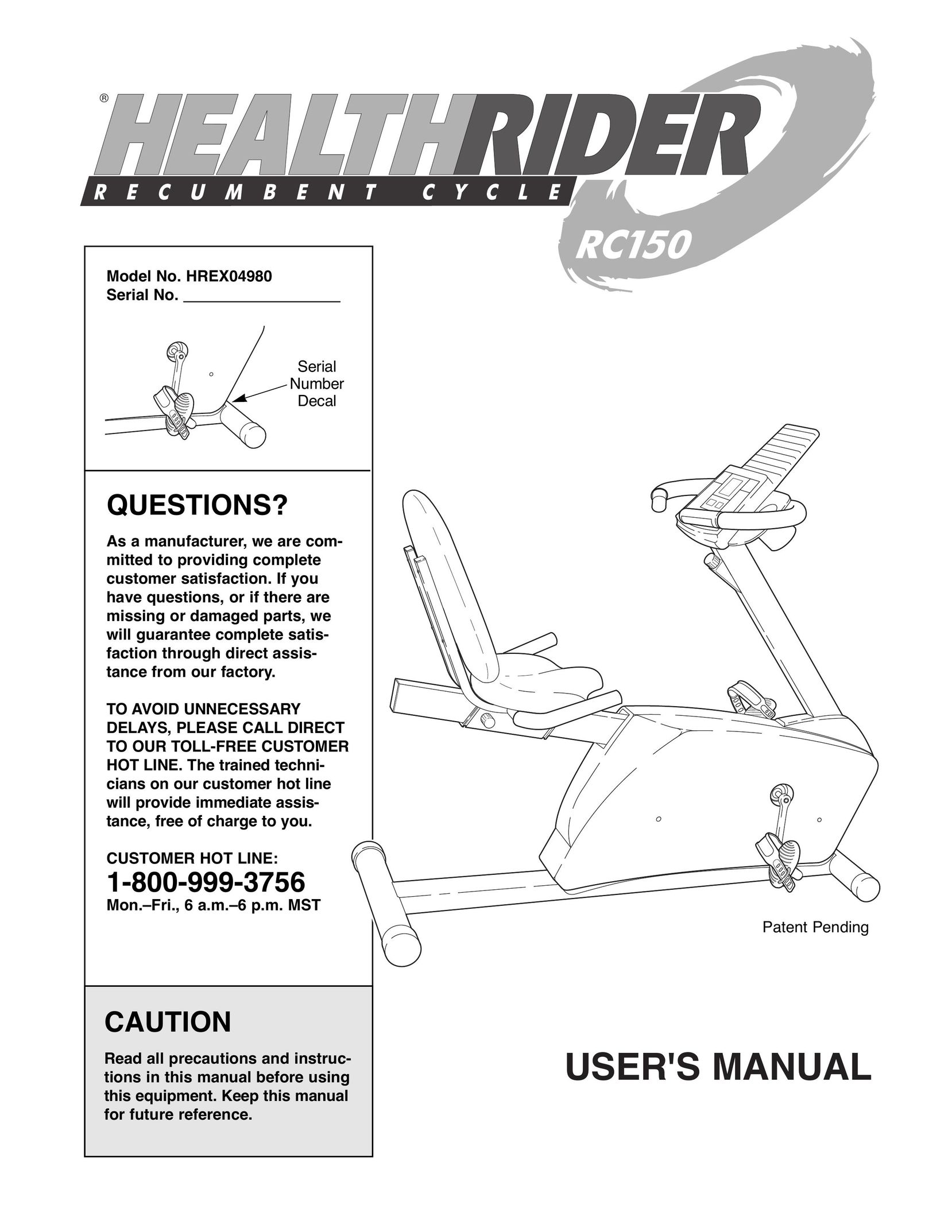 Healthrider HREX04980 Home Gym User Manual