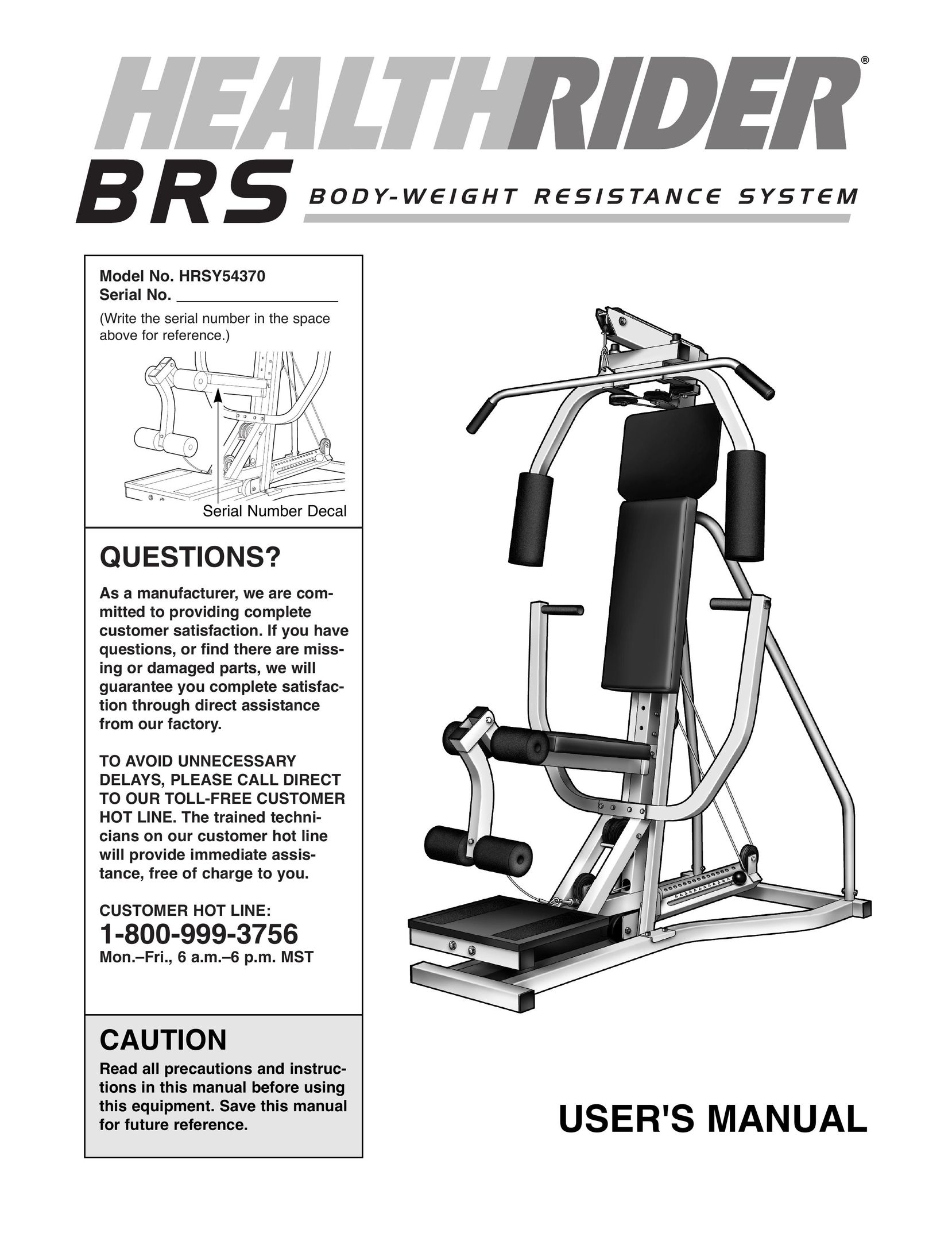 Healthrider HRSY54370 Home Gym User Manual