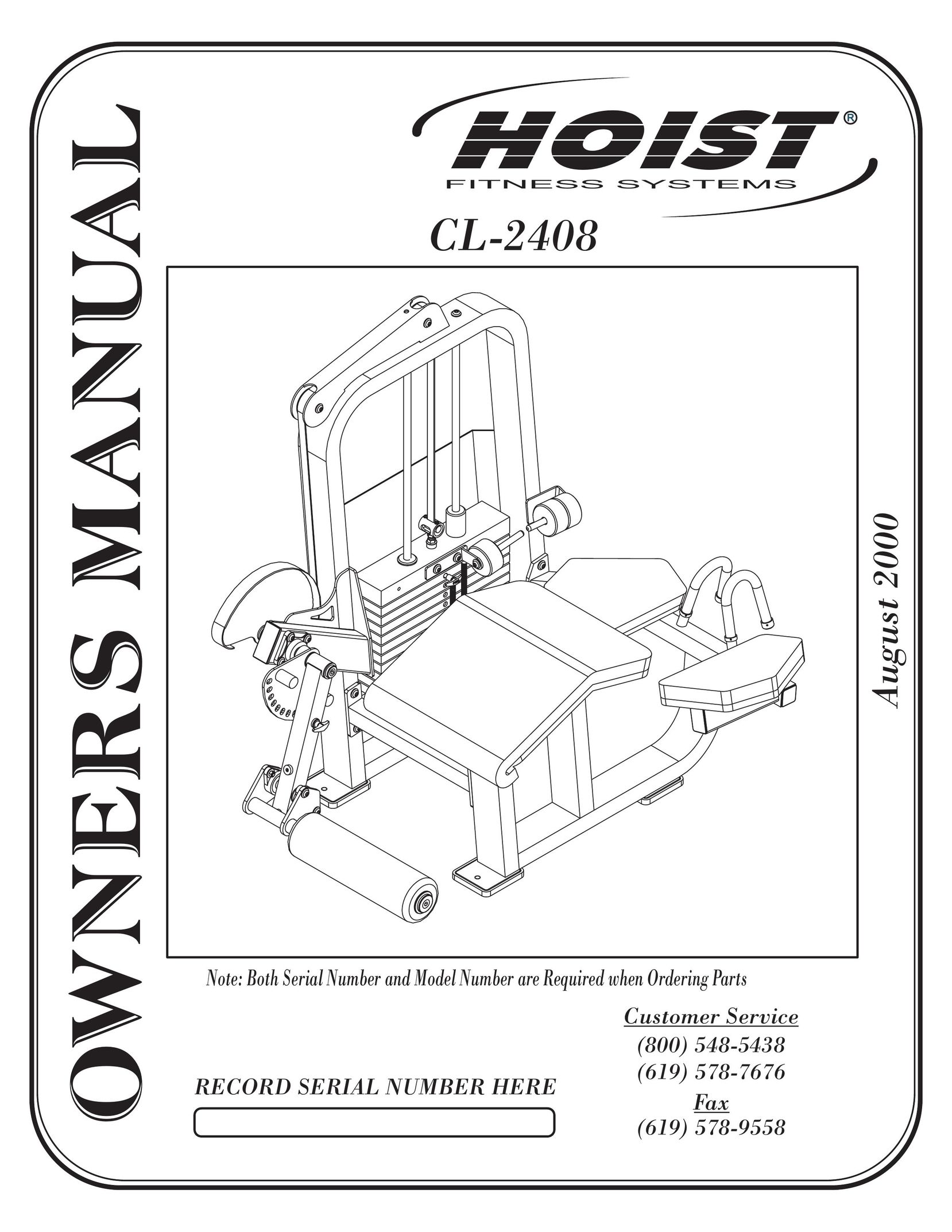 Hoist Fitness CL-2408 Home Gym User Manual