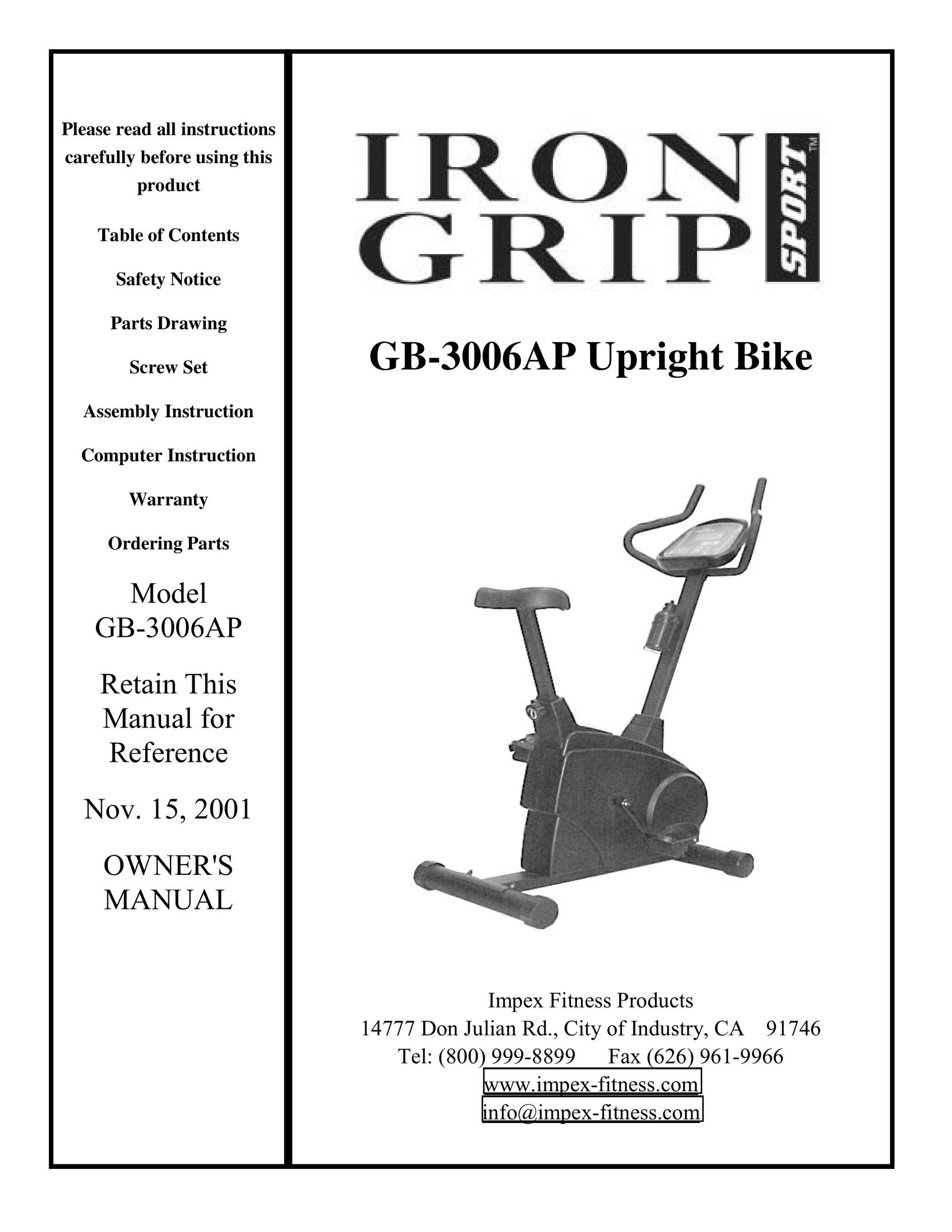 Impex GB-3006AP Home Gym User Manual