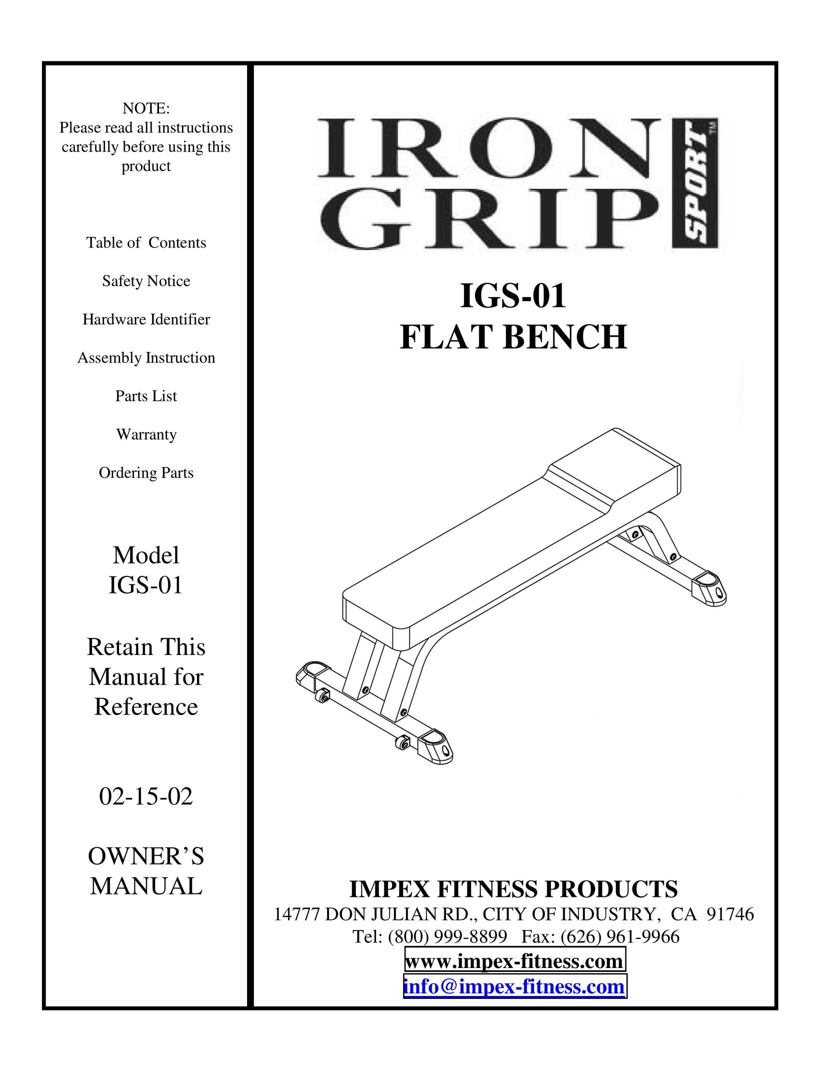 Impex IGS-01 Home Gym User Manual