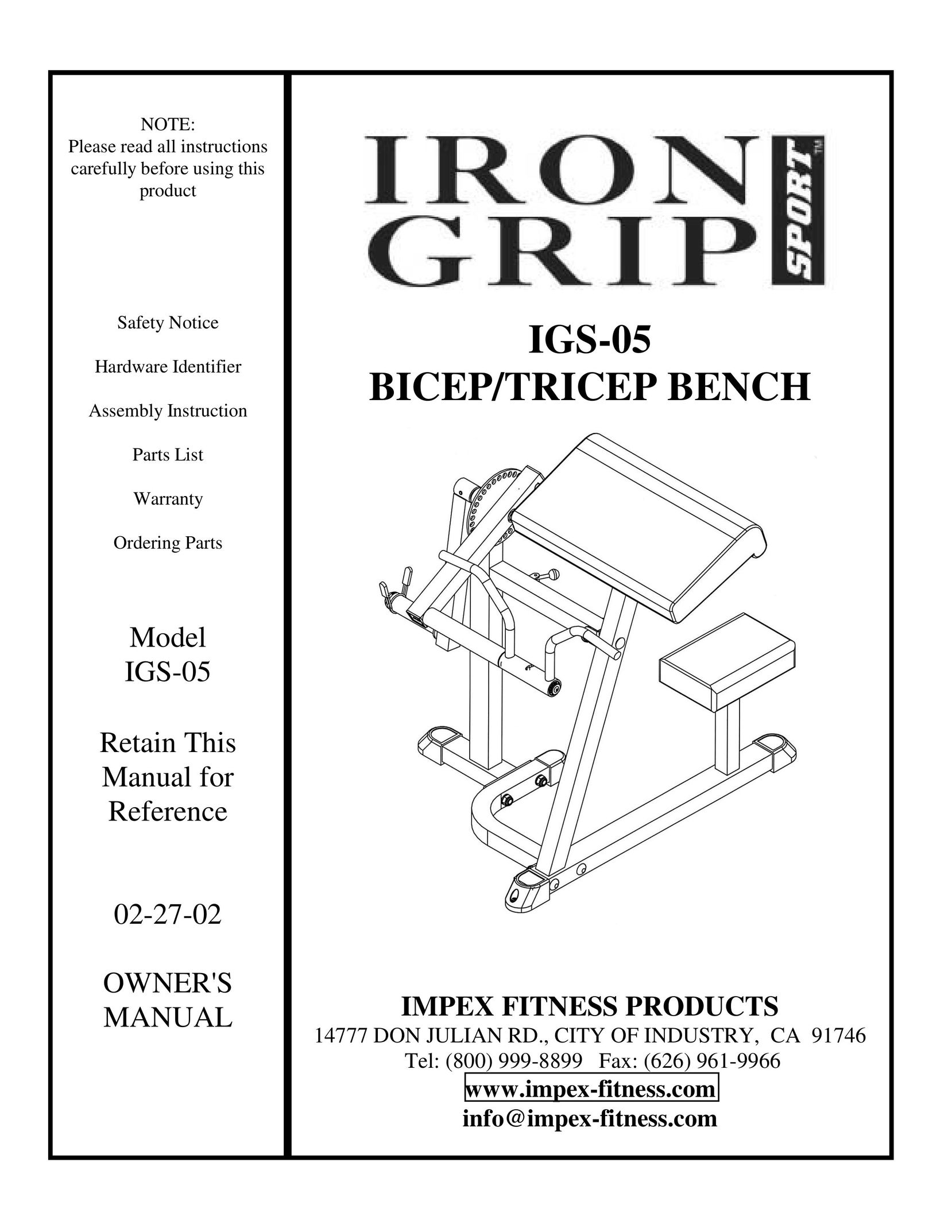 Impex IGS-05 Home Gym User Manual