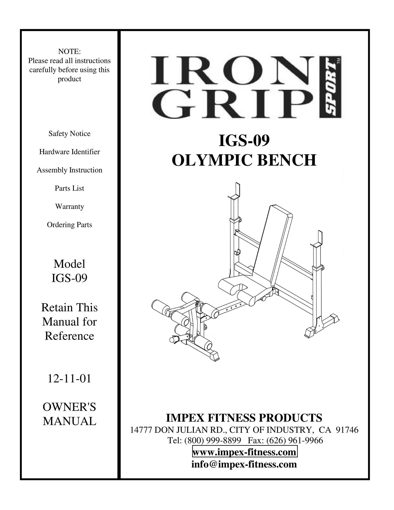 Impex IGS-09 Home Gym User Manual
