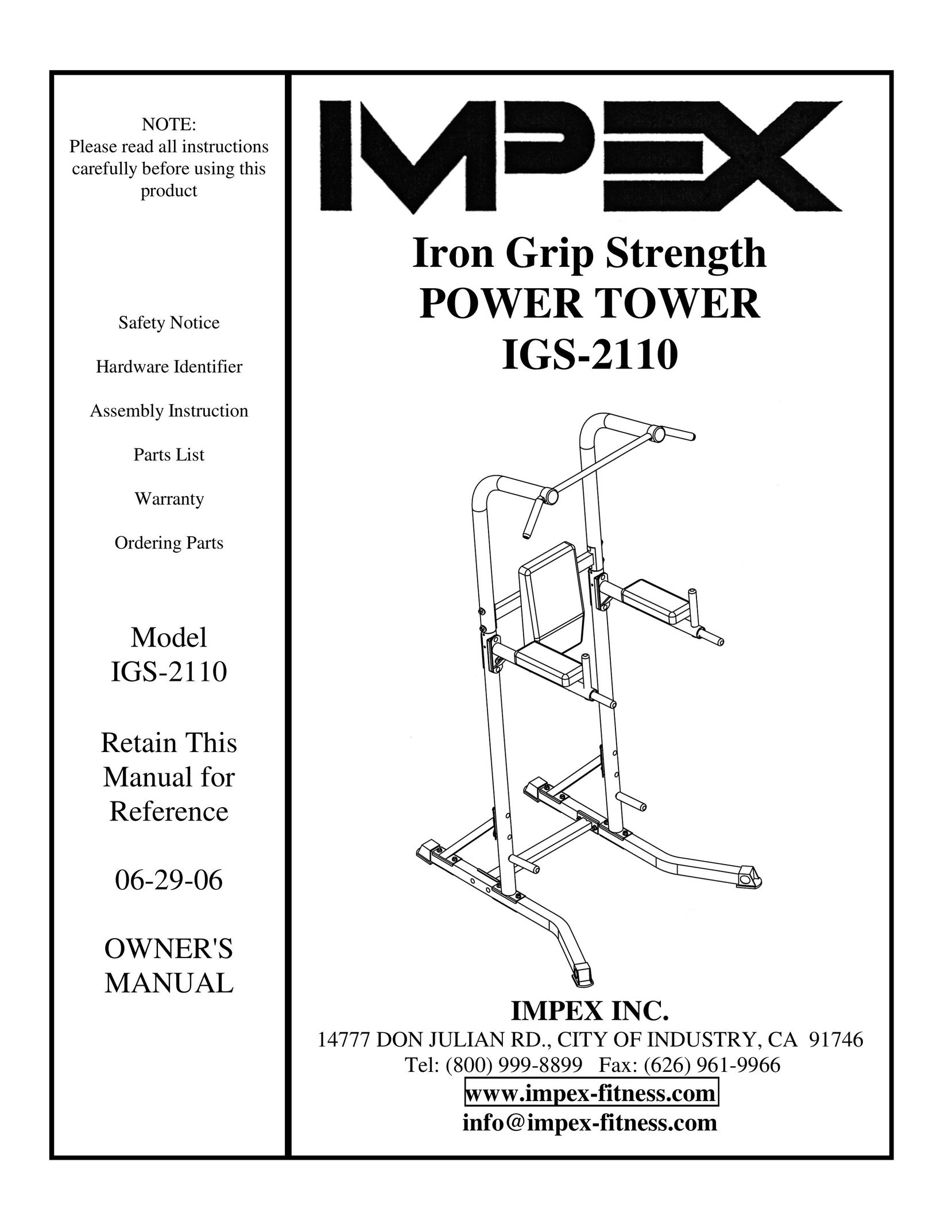 Impex IGS-2110 Home Gym User Manual