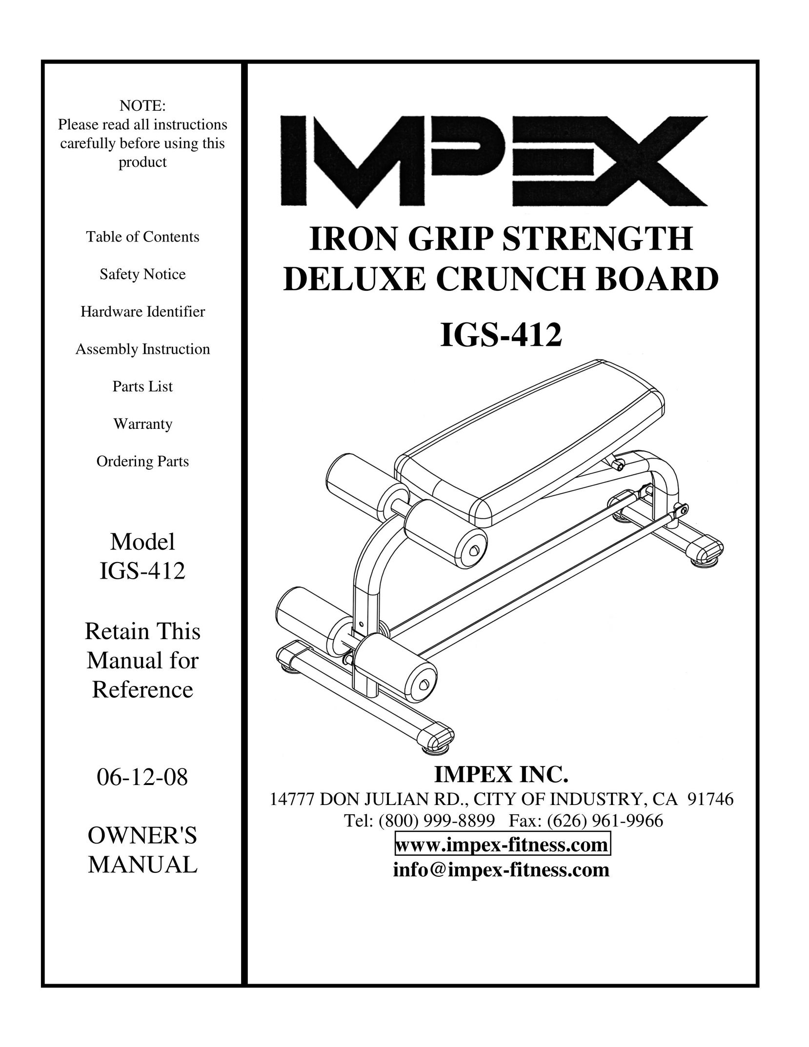 Impex IGS-412 Home Gym User Manual