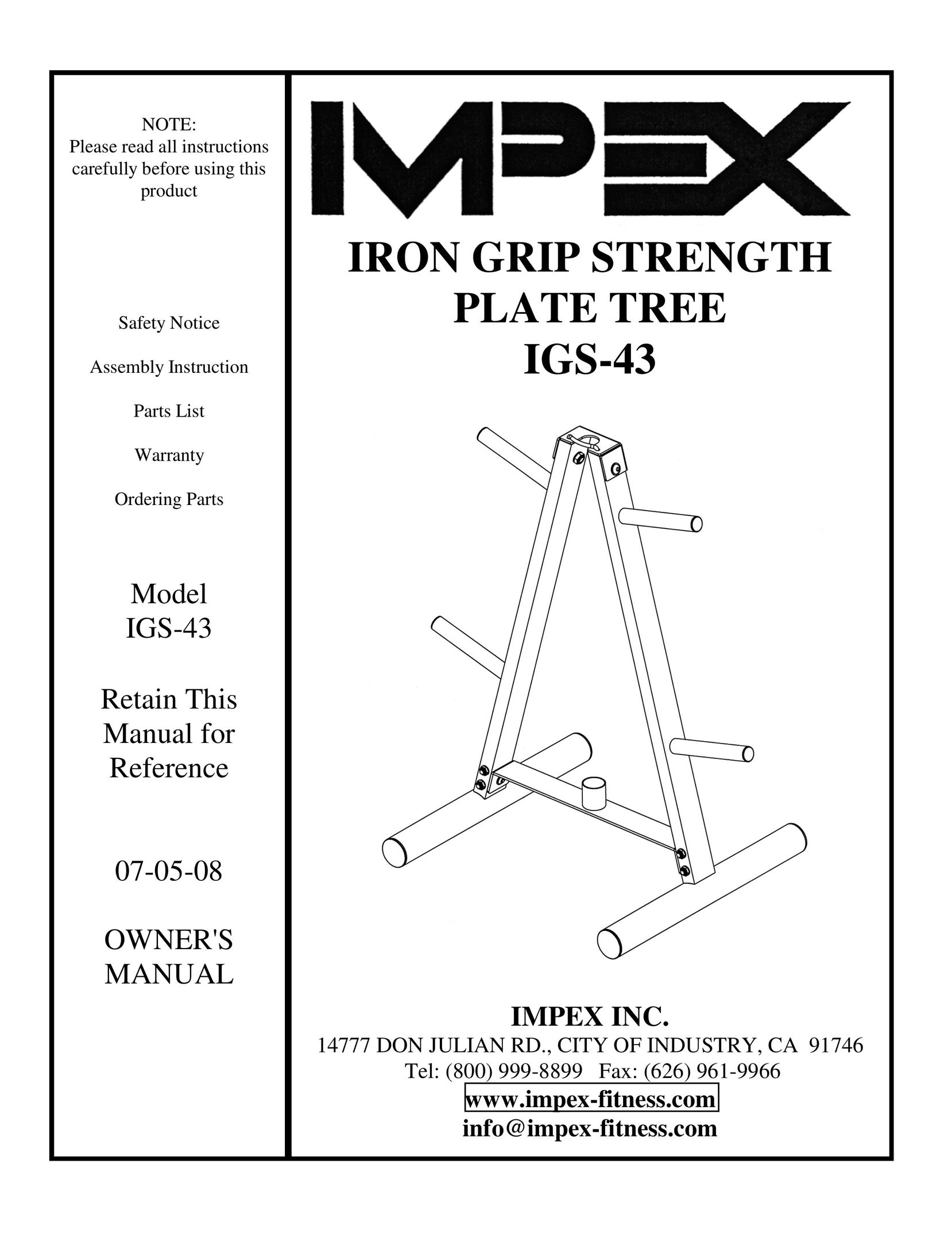 Impex IGS-43 Home Gym User Manual
