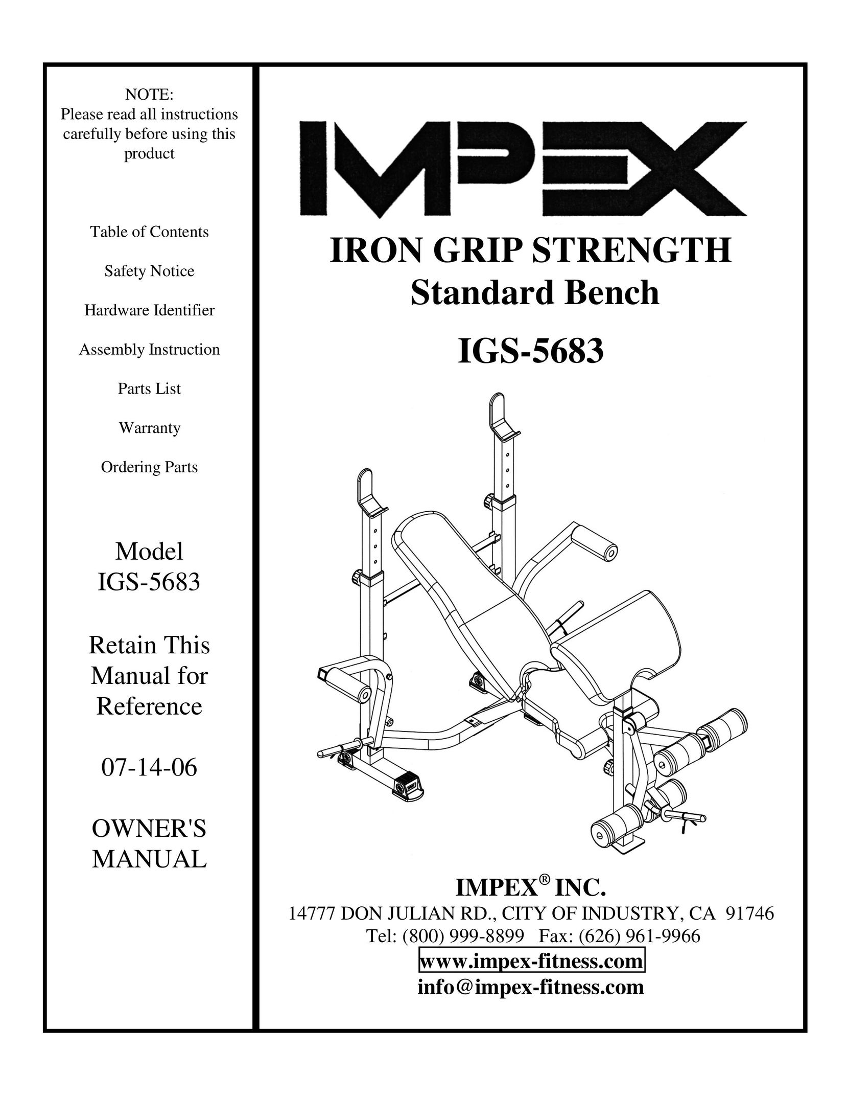 Impex IGS-5683 Home Gym User Manual