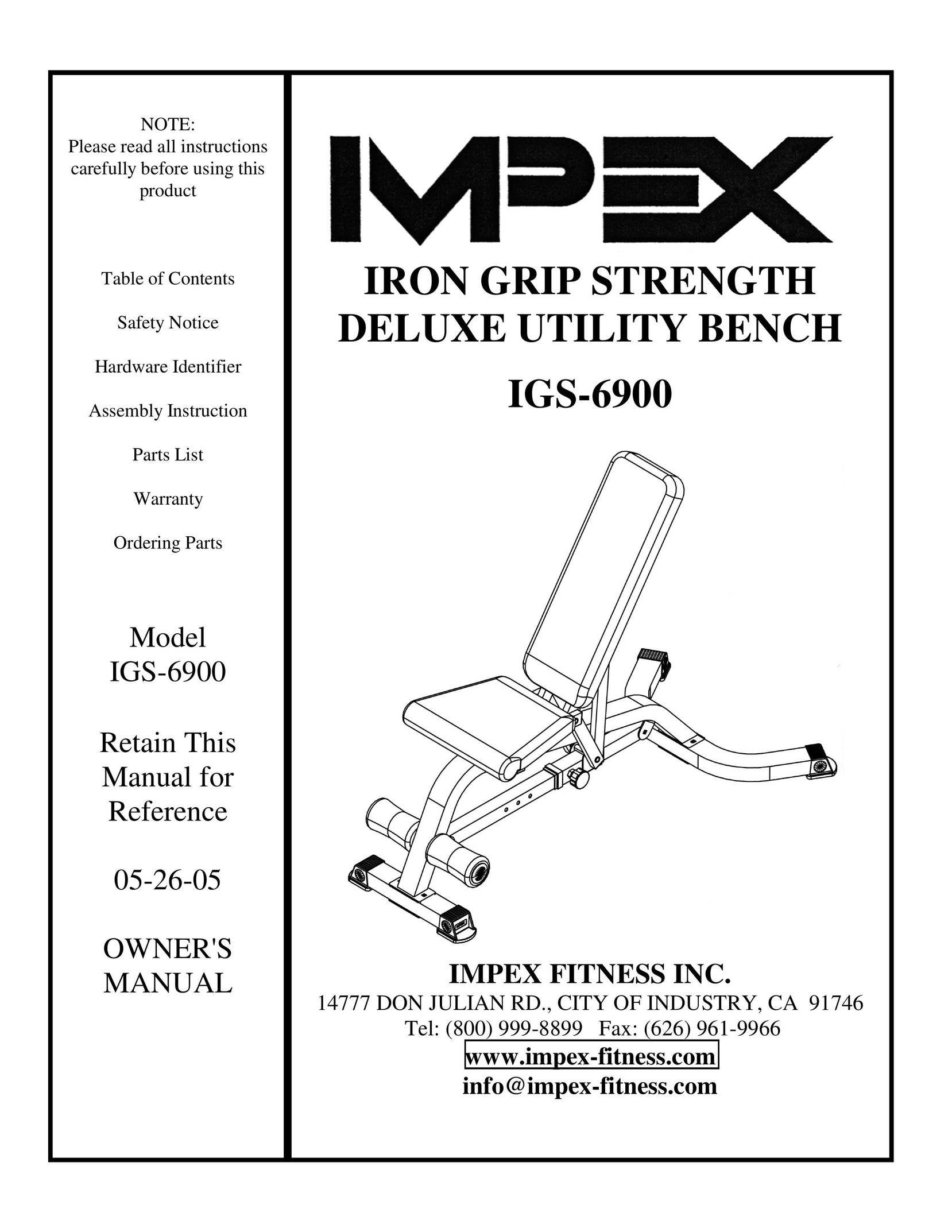 Impex IGS-6900 Home Gym User Manual