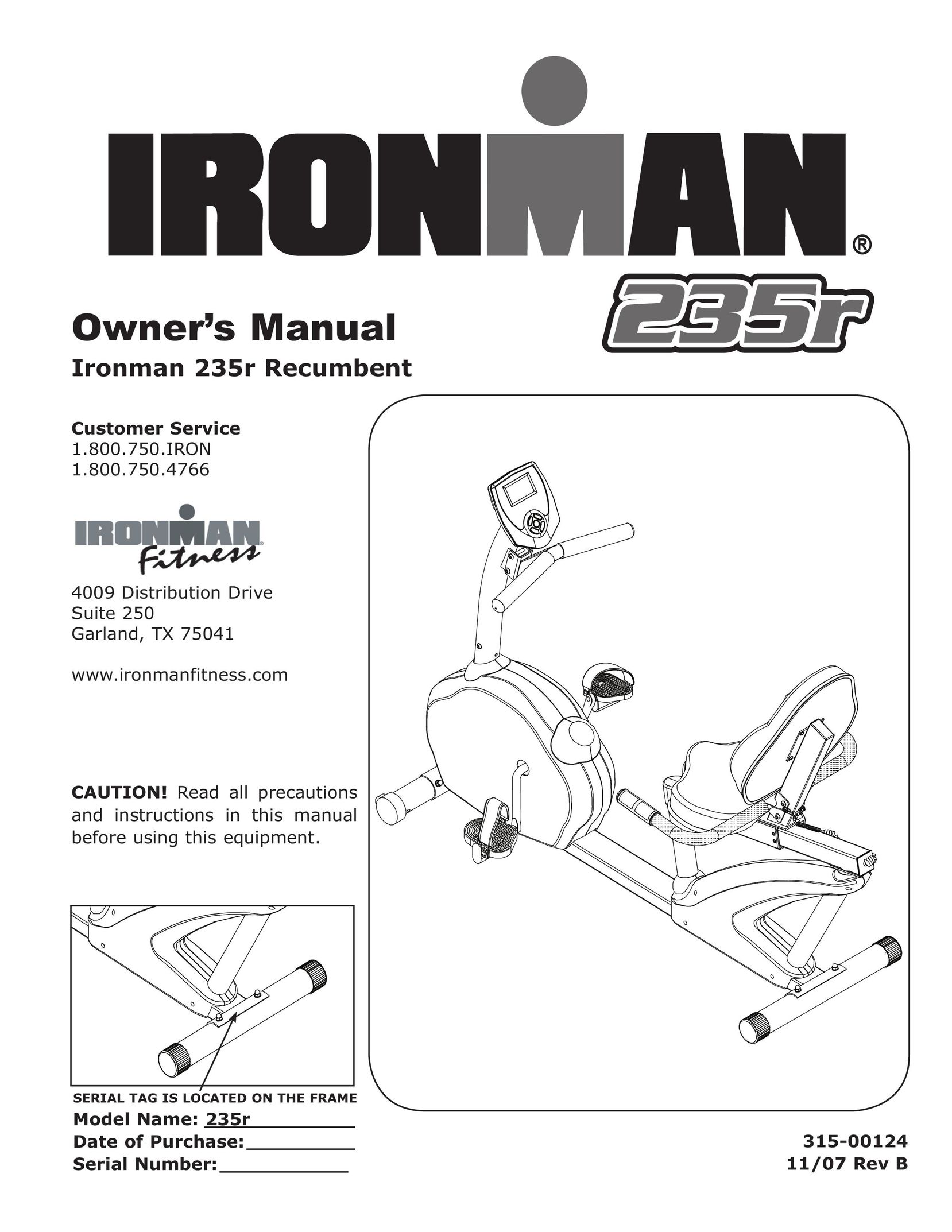 Ironman Fitness 235r Home Gym User Manual