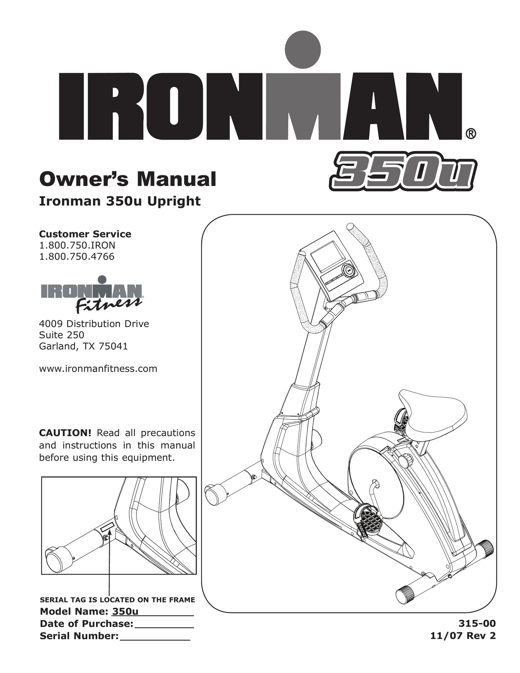 Ironman Fitness 350u Home Gym User Manual