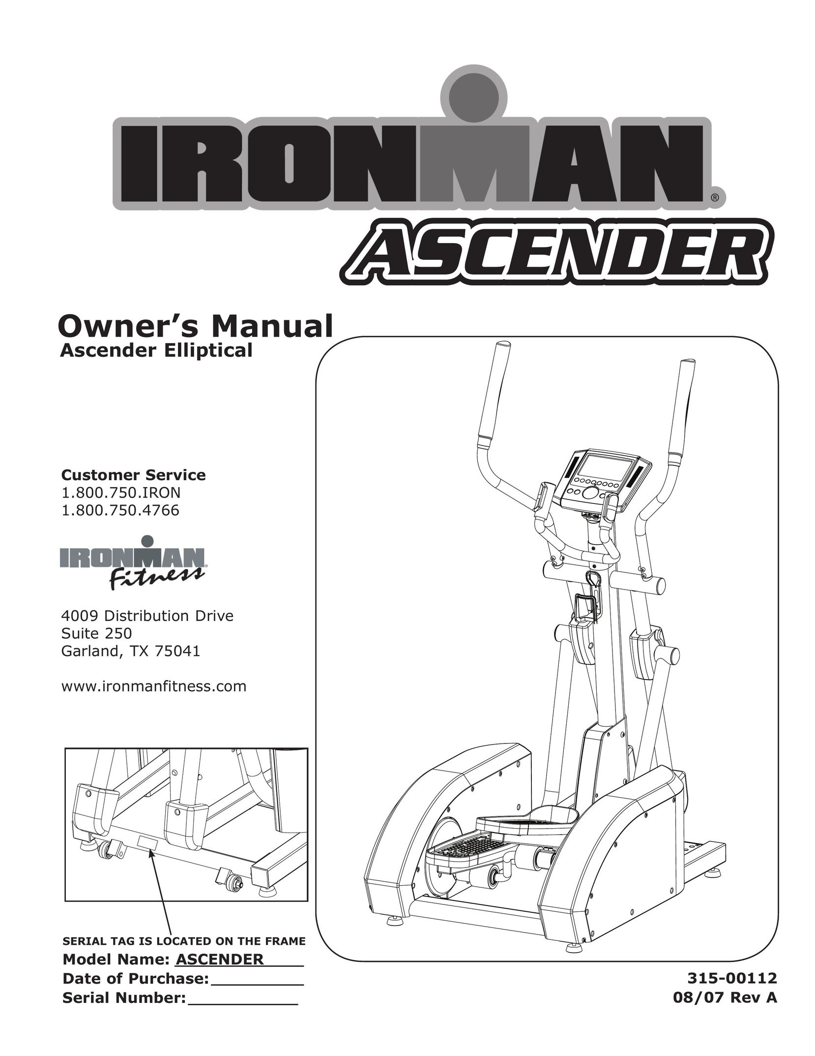 Ironman Fitness ASCENDER Home Gym User Manual