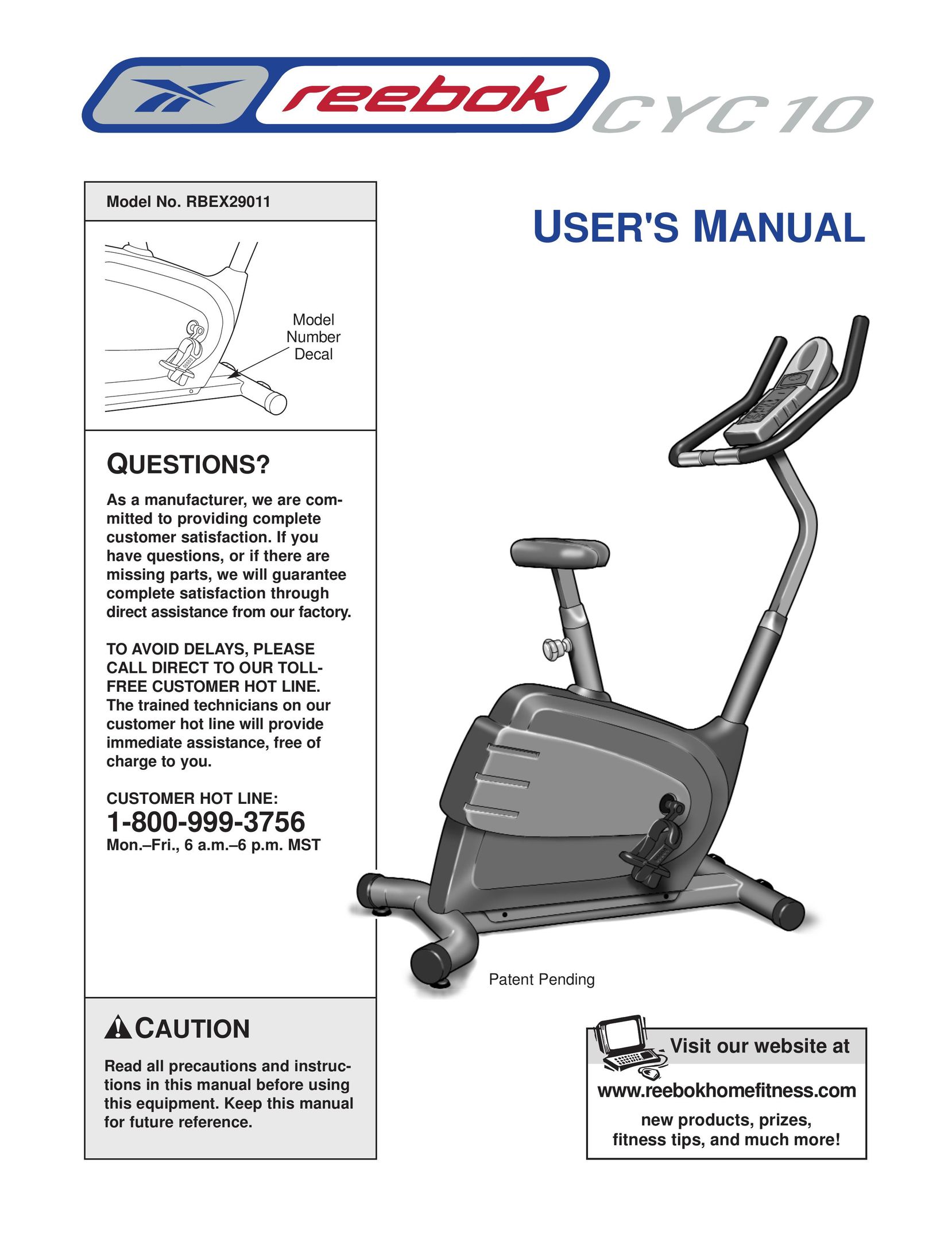 Reebok Fitness CYC 10 Home Gym User Manual