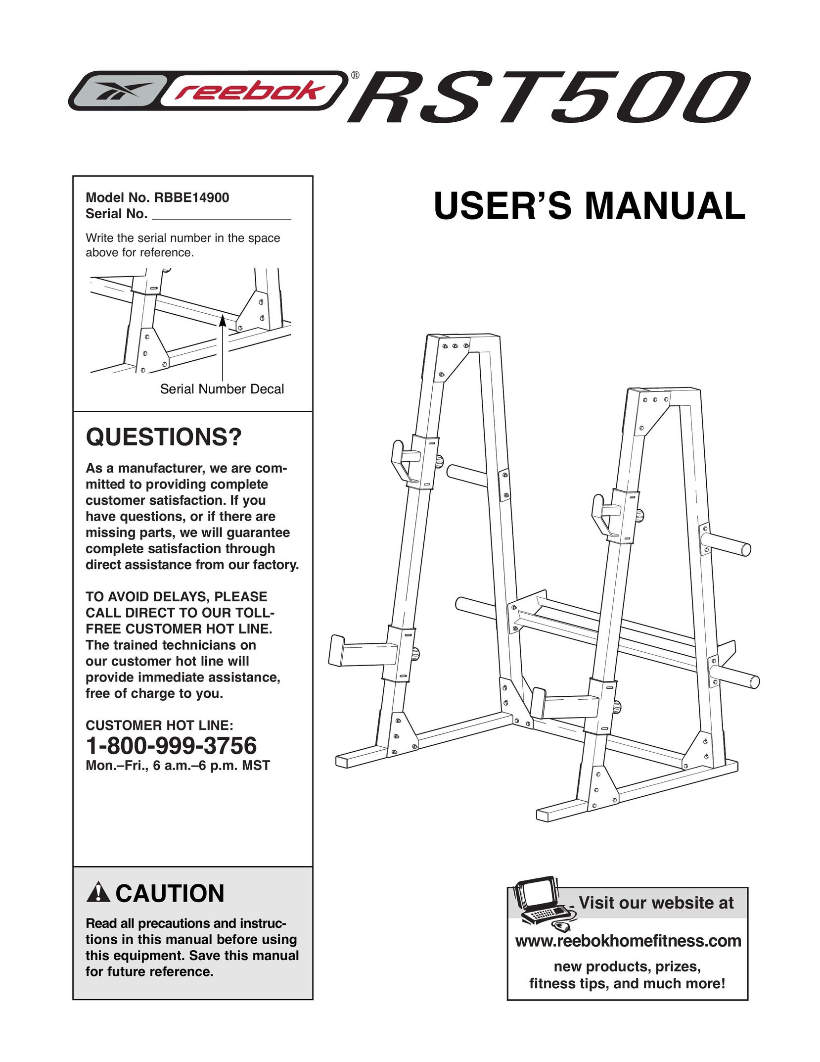 Reebok Fitness RBBE14900 Home Gym User Manual
