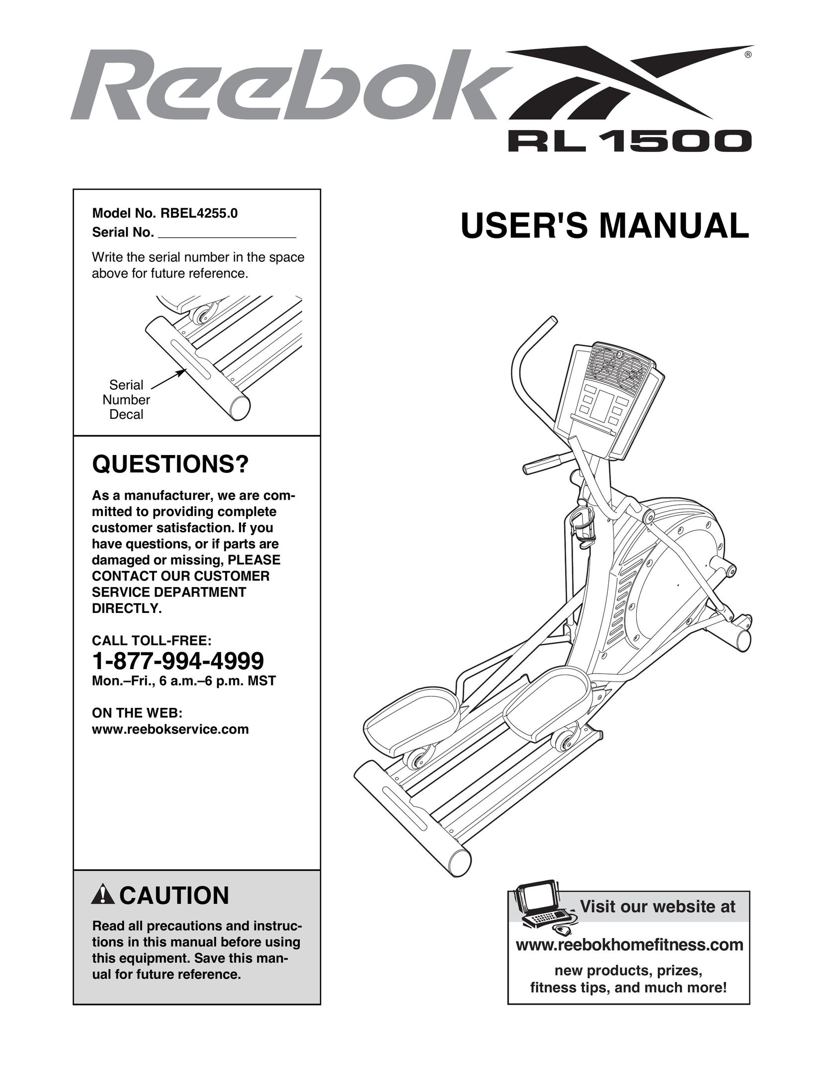 Reebok Fitness RBEL4255.0 Home Gym User Manual