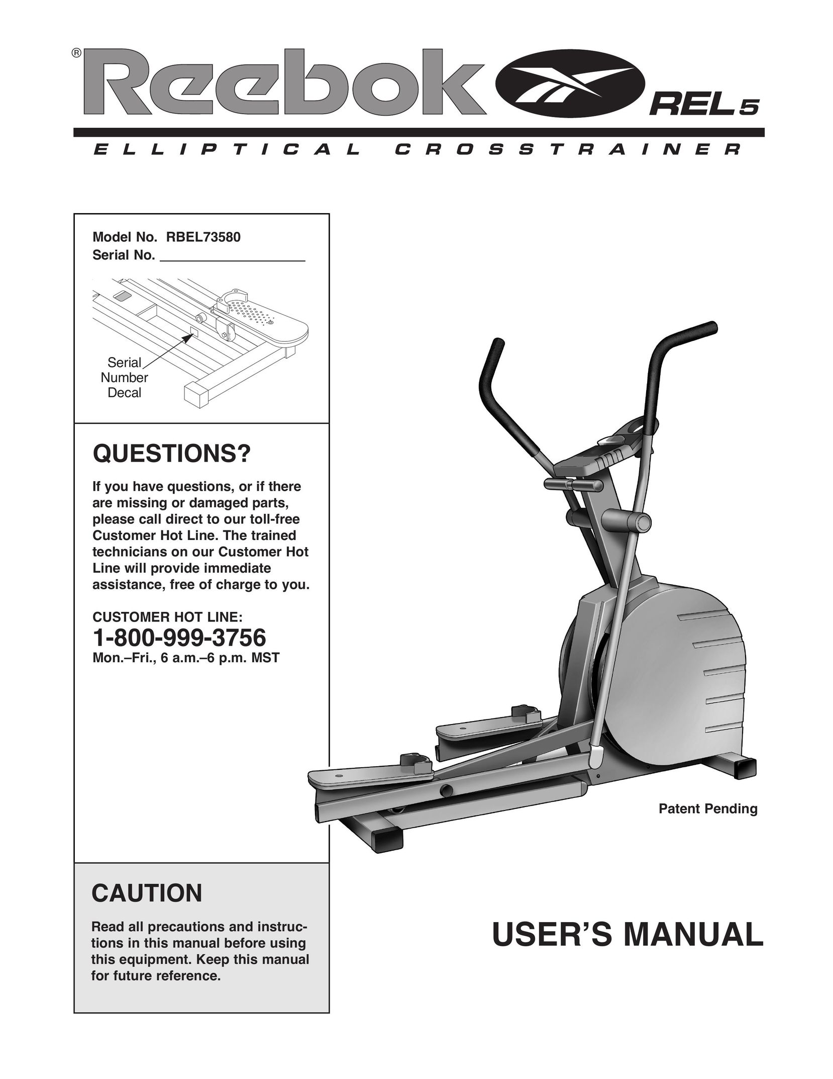 Reebok Fitness RBEL73580 Home Gym User Manual