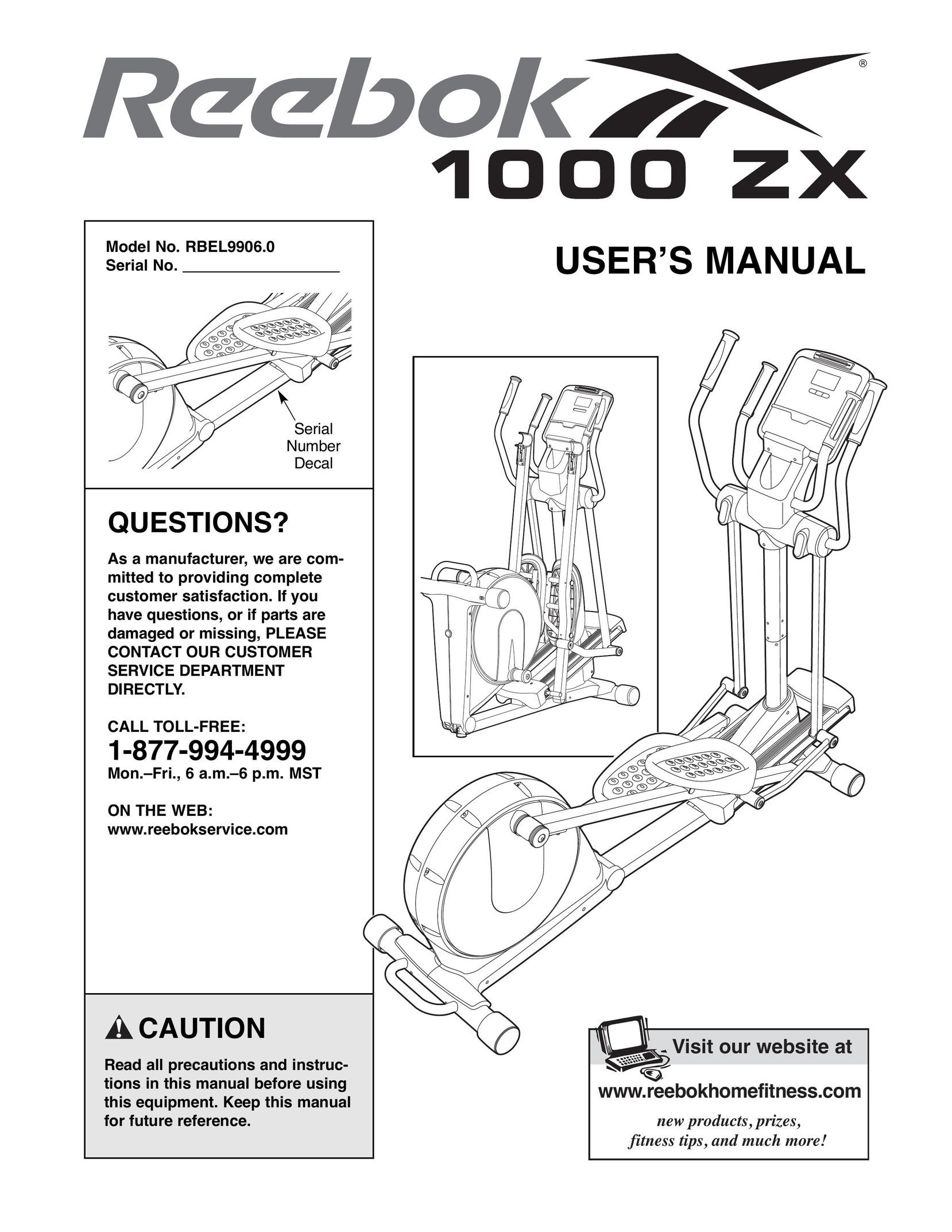 Reebok Fitness RBEL9906.0 Home Gym User Manual