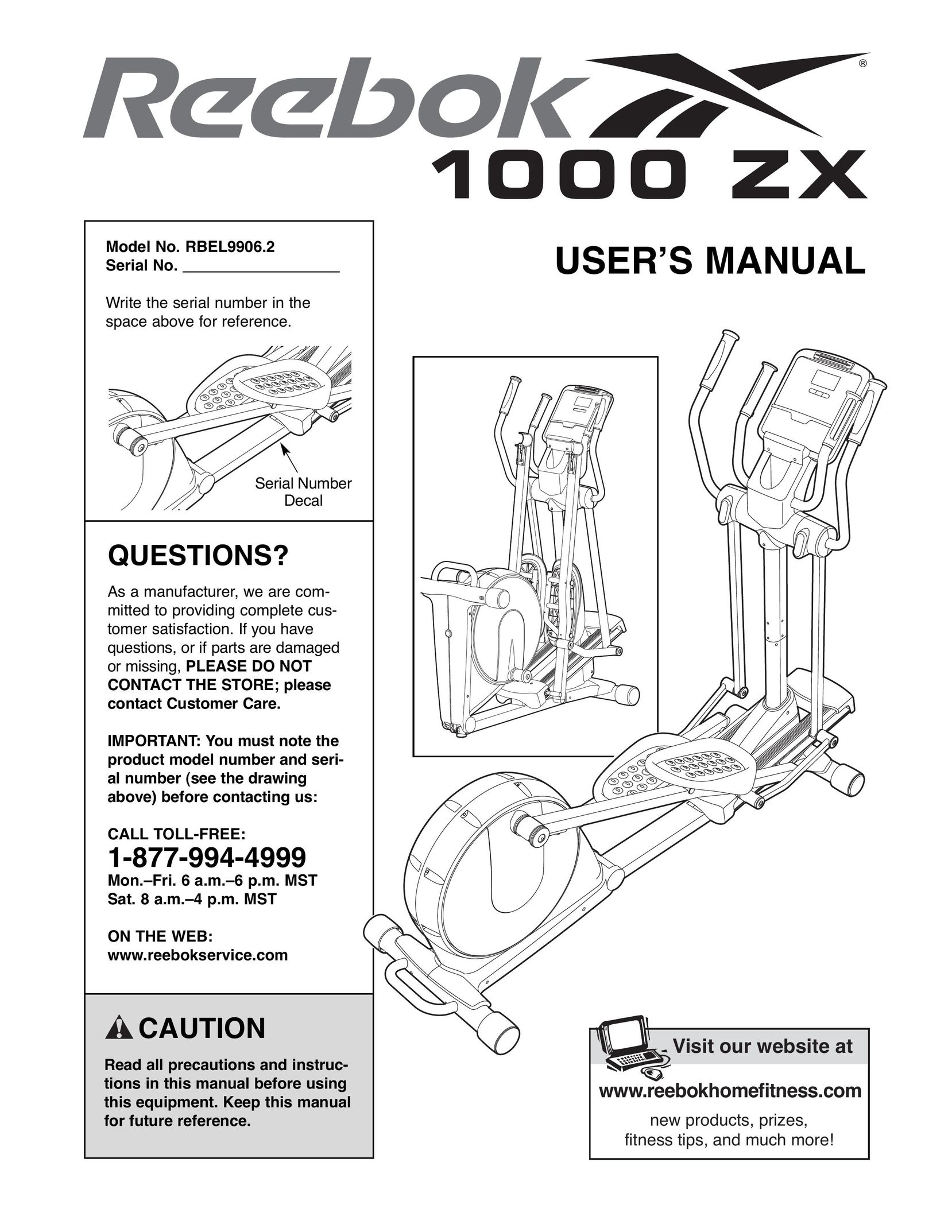 Reebok Fitness RBEL9906.2 Home Gym User Manual