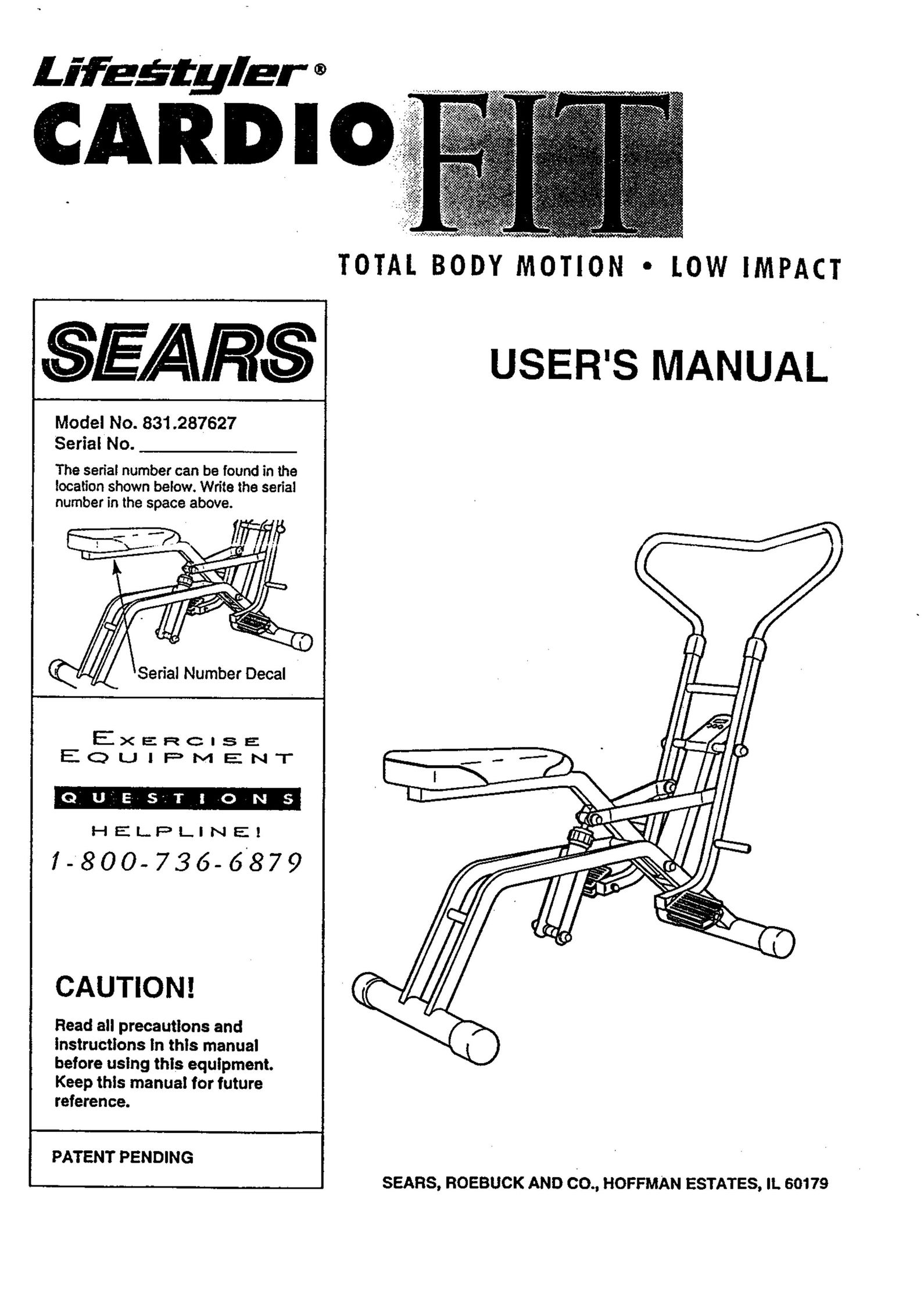 Sears 831.287627 Home Gym User Manual