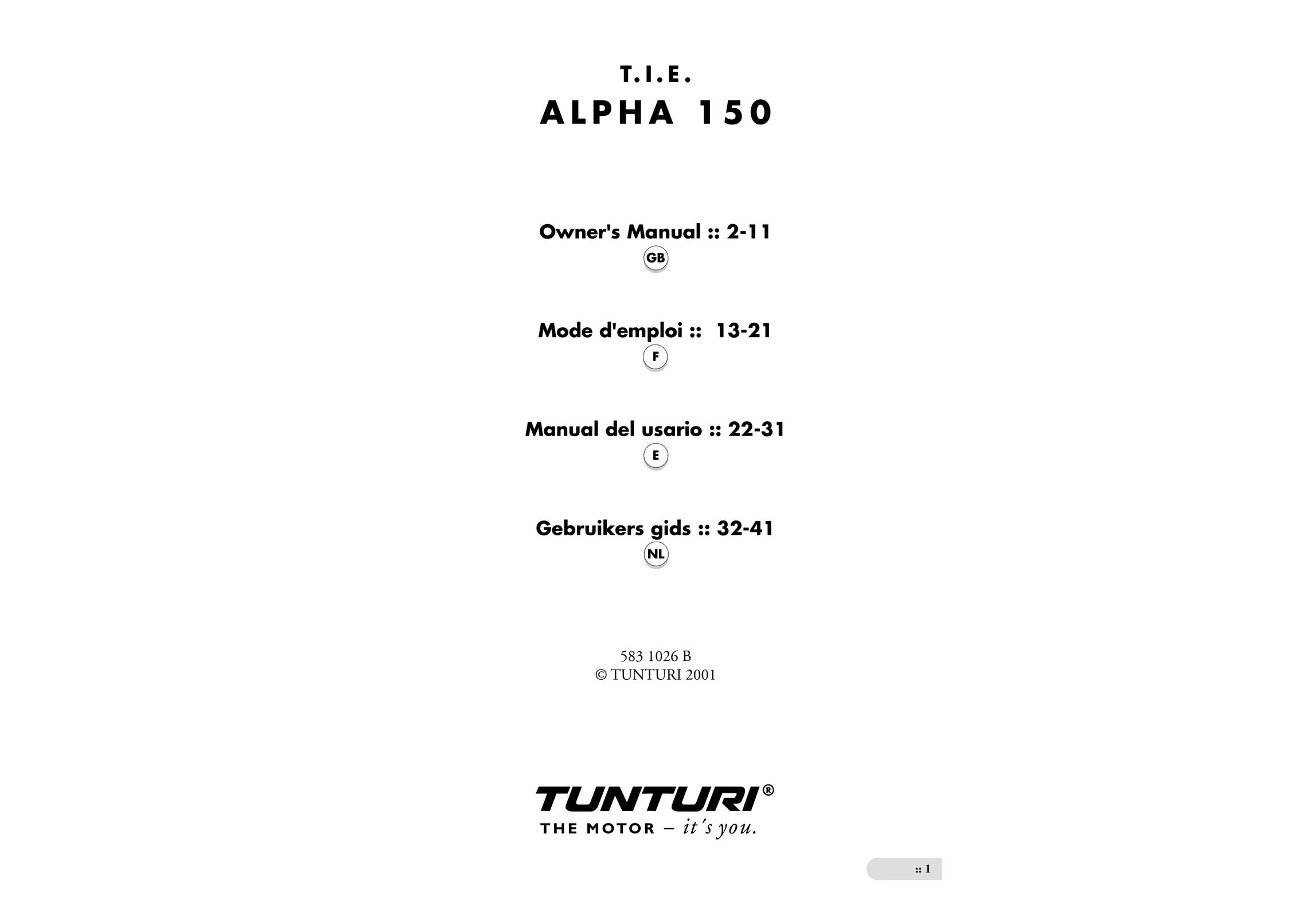 Tunturi Alpha 150 Home Gym User Manual