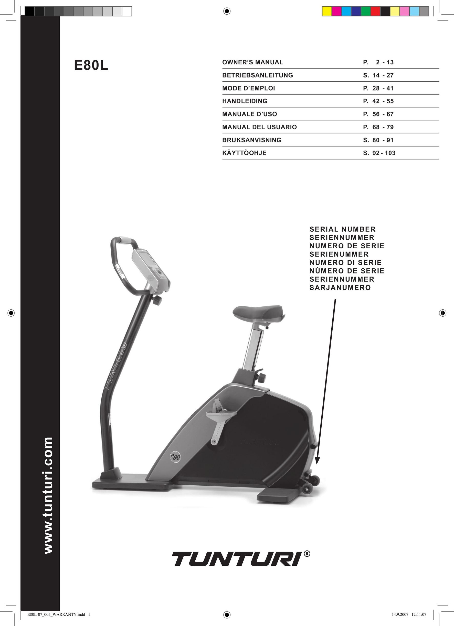 Tunturi E80L Home Gym User Manual