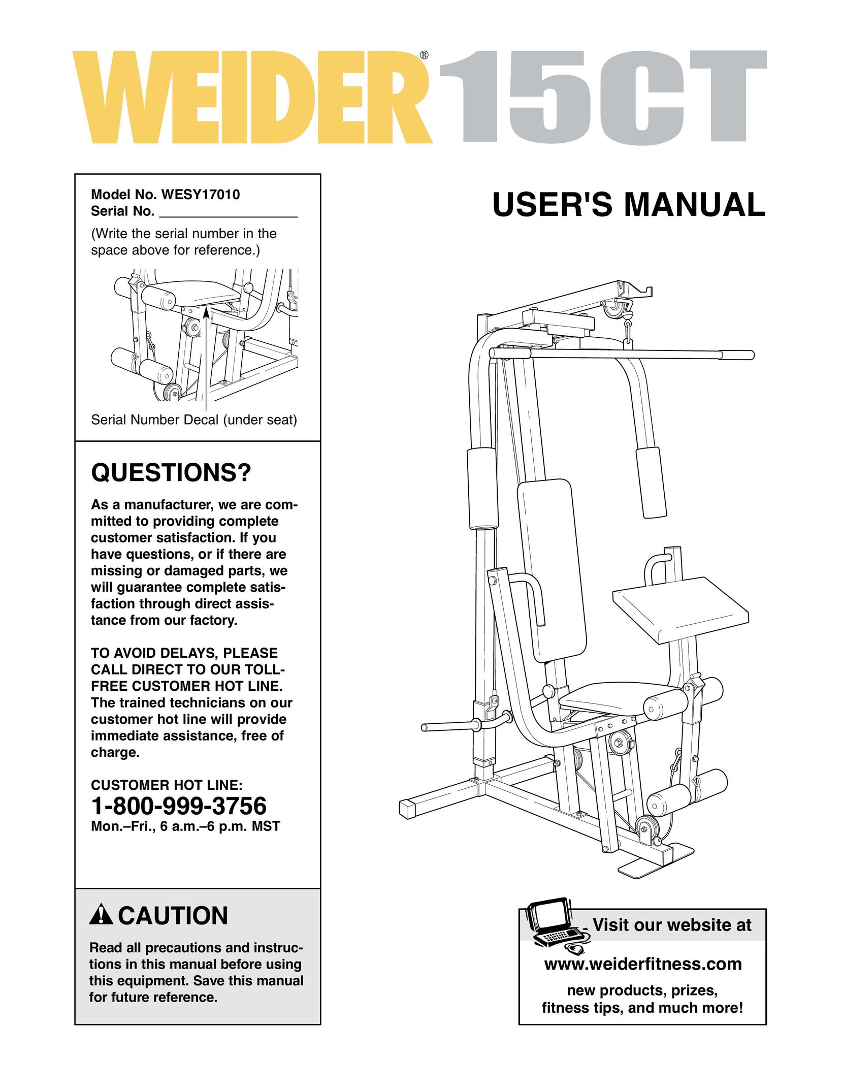 Weider 15CT Home Gym User Manual