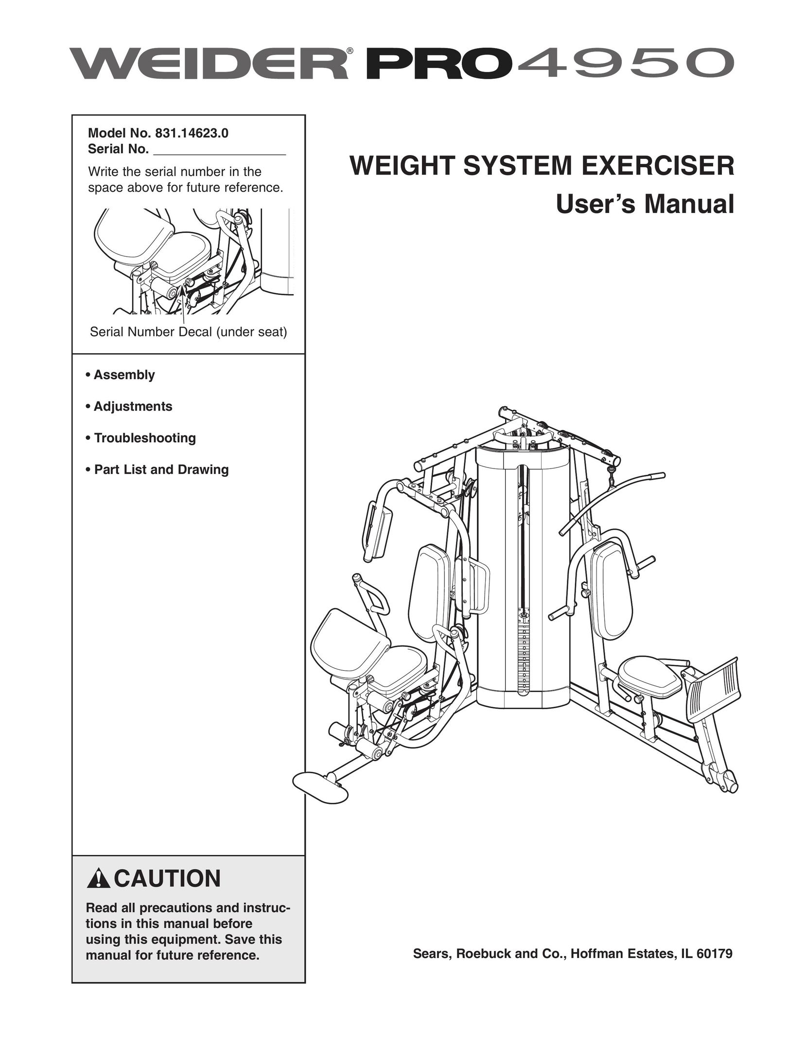 Weider 831.14623.0 Home Gym User Manual
