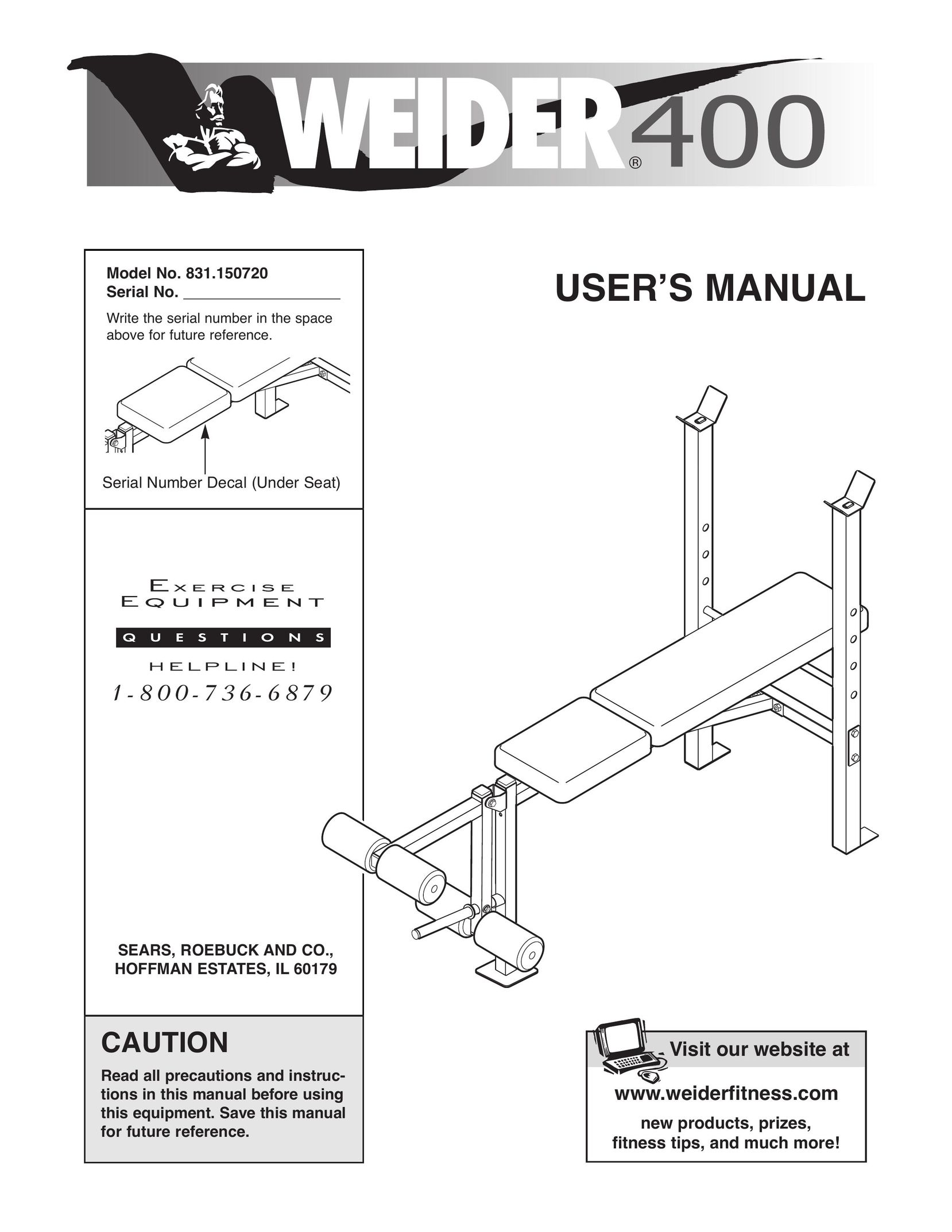 Weider 831.150720 Home Gym User Manual