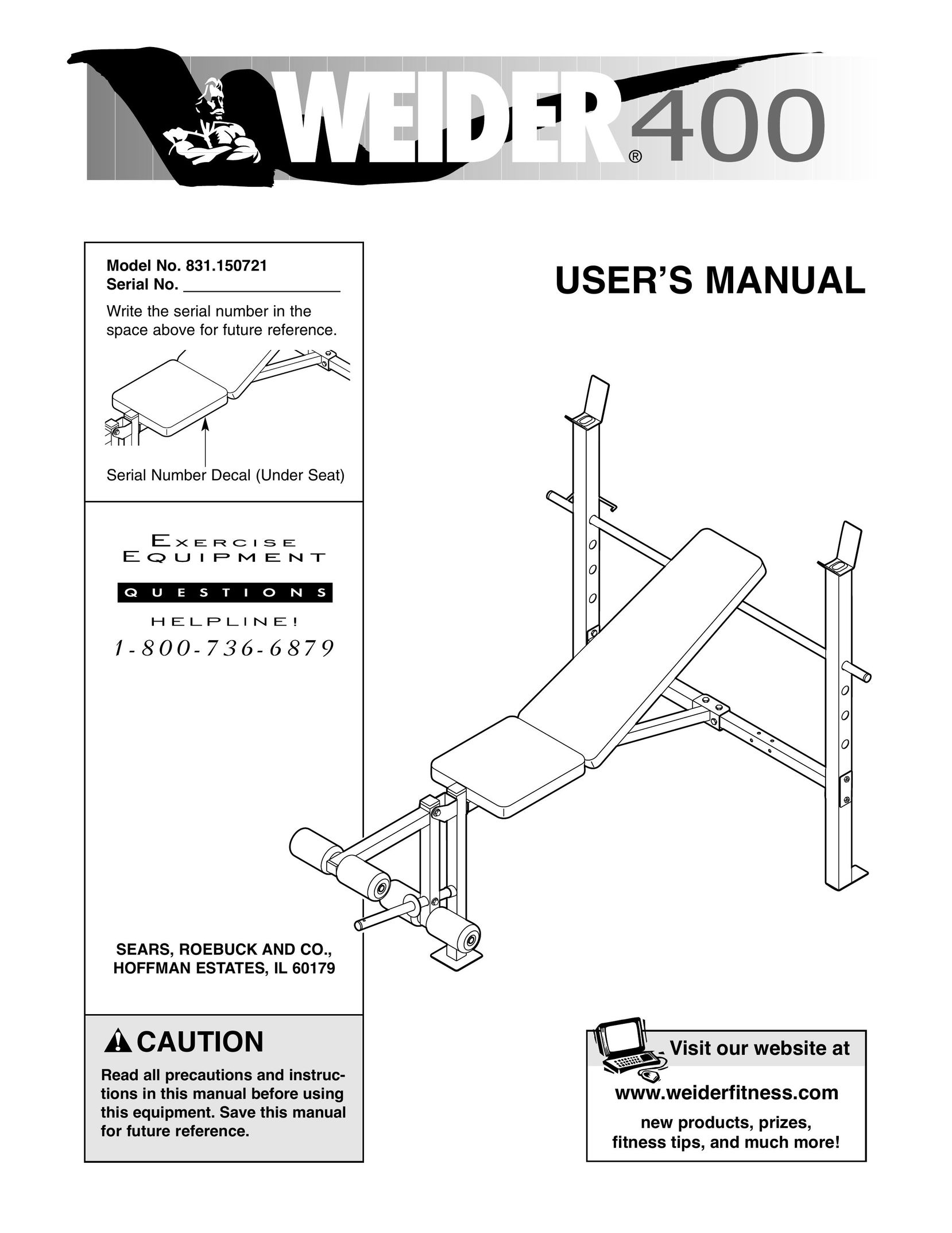 Weider 831.150721 Home Gym User Manual