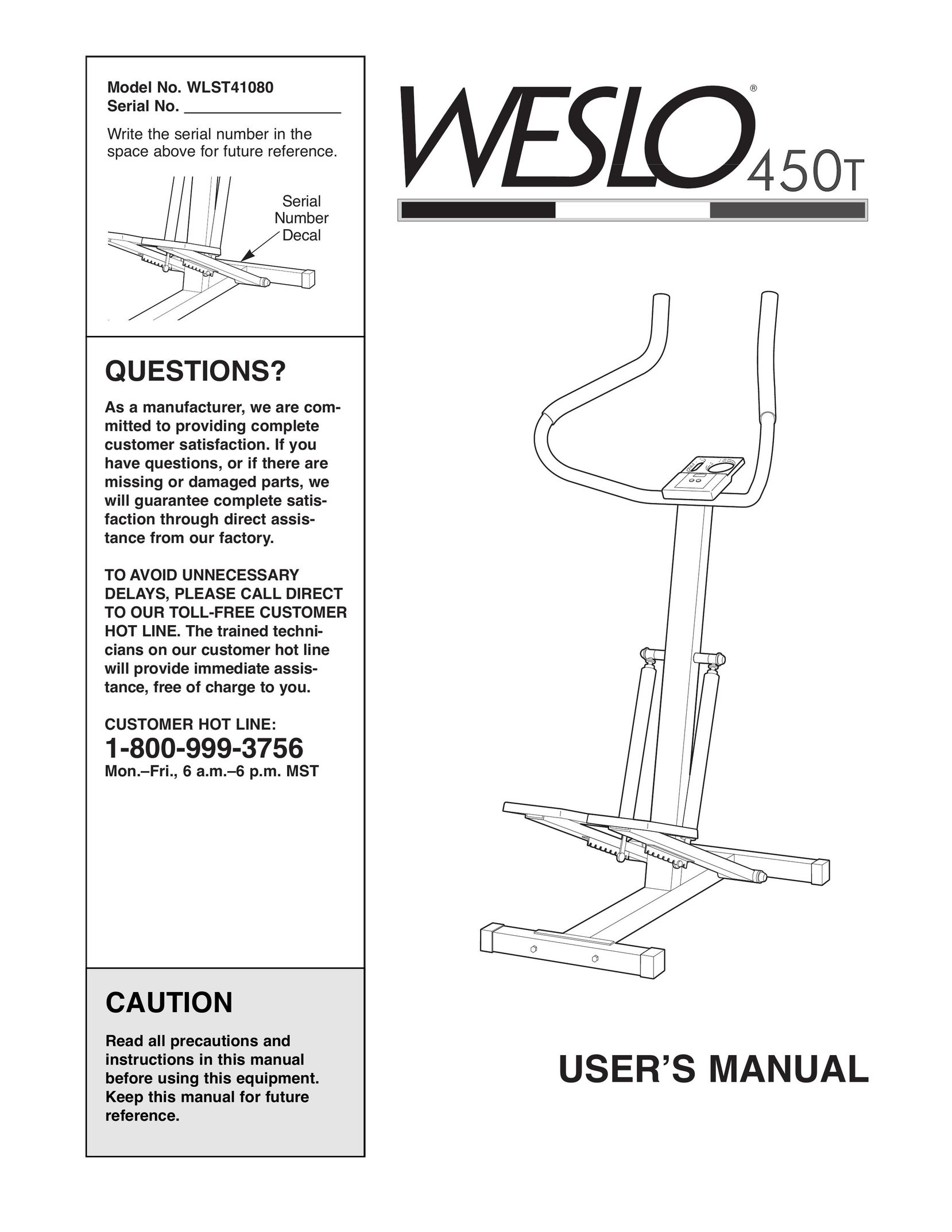 Weslo 450T Home Gym User Manual