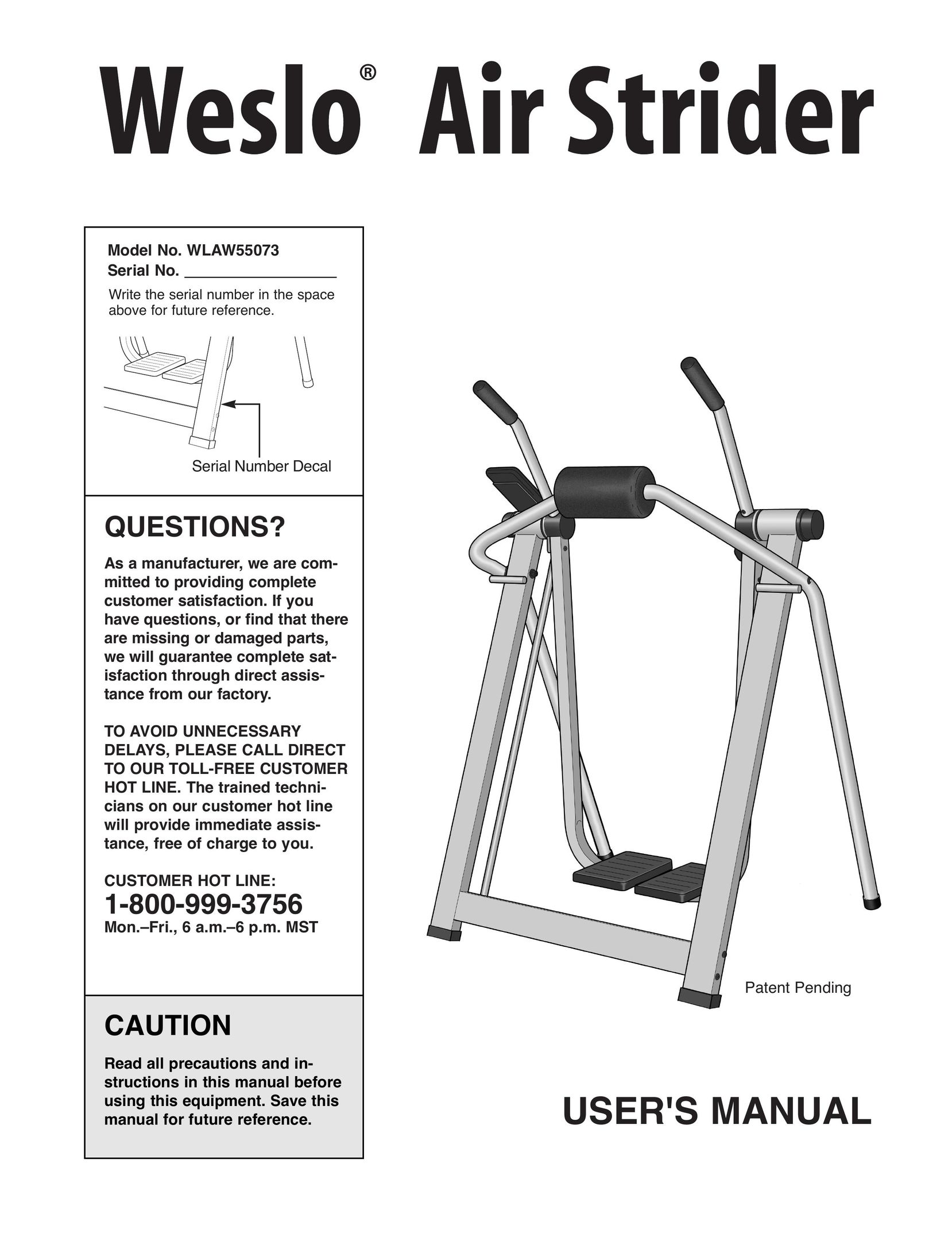 Weslo WLAW55073 Home Gym User Manual
