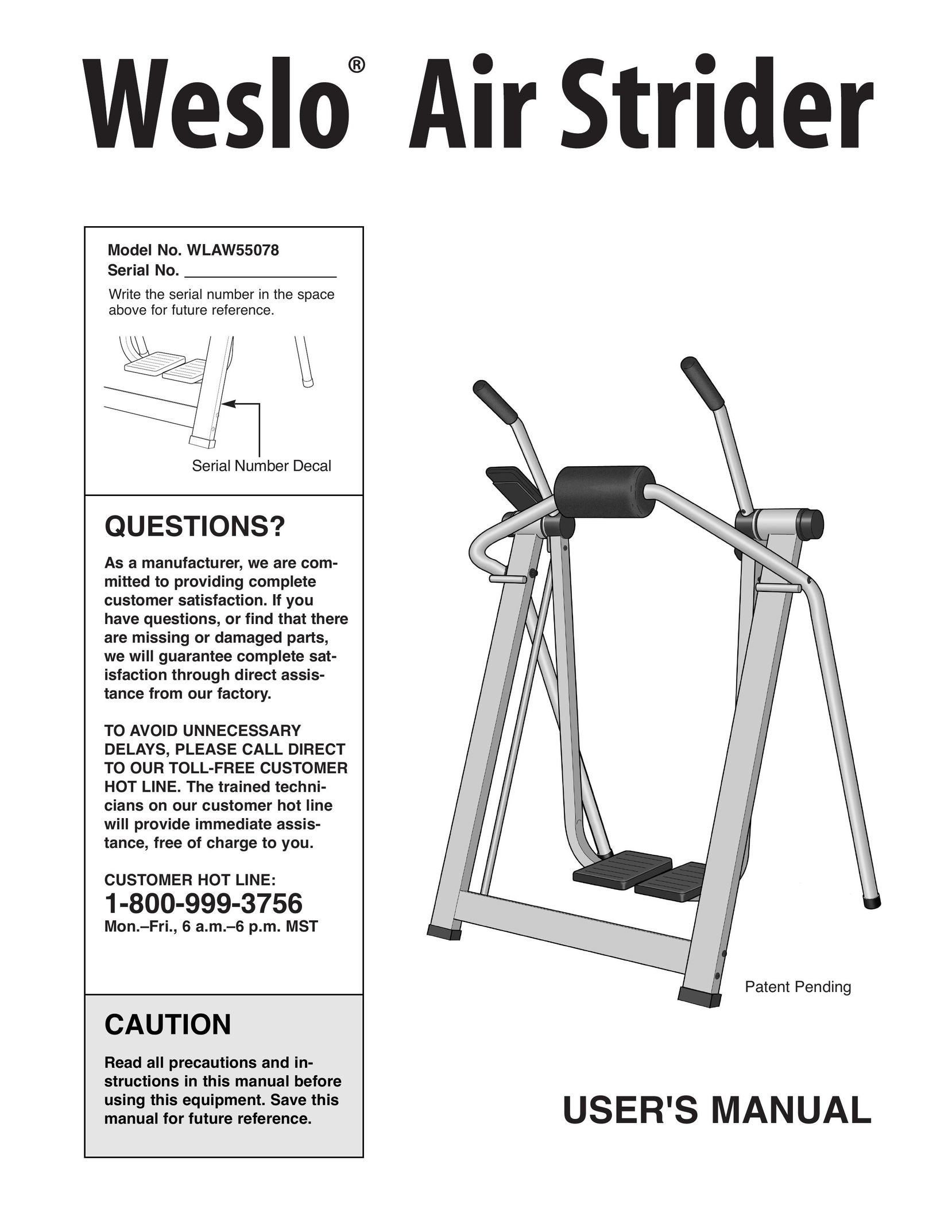 Weslo WLAW55078 Home Gym User Manual